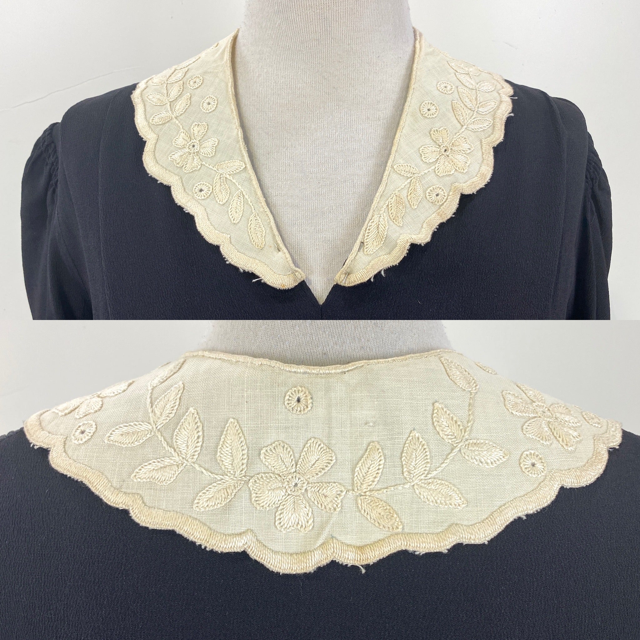 ANTIQUE COLLAR Matching 2024 CUFFS soft Cream Bedfordshire or tape lace with twisted bars