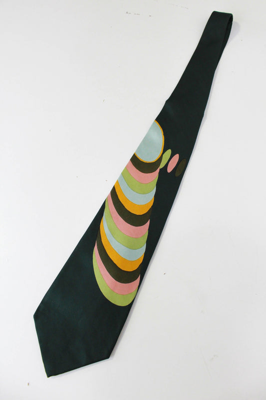 1970s abstract print silk necktie, wide tongue, men's tie by roland made in italy