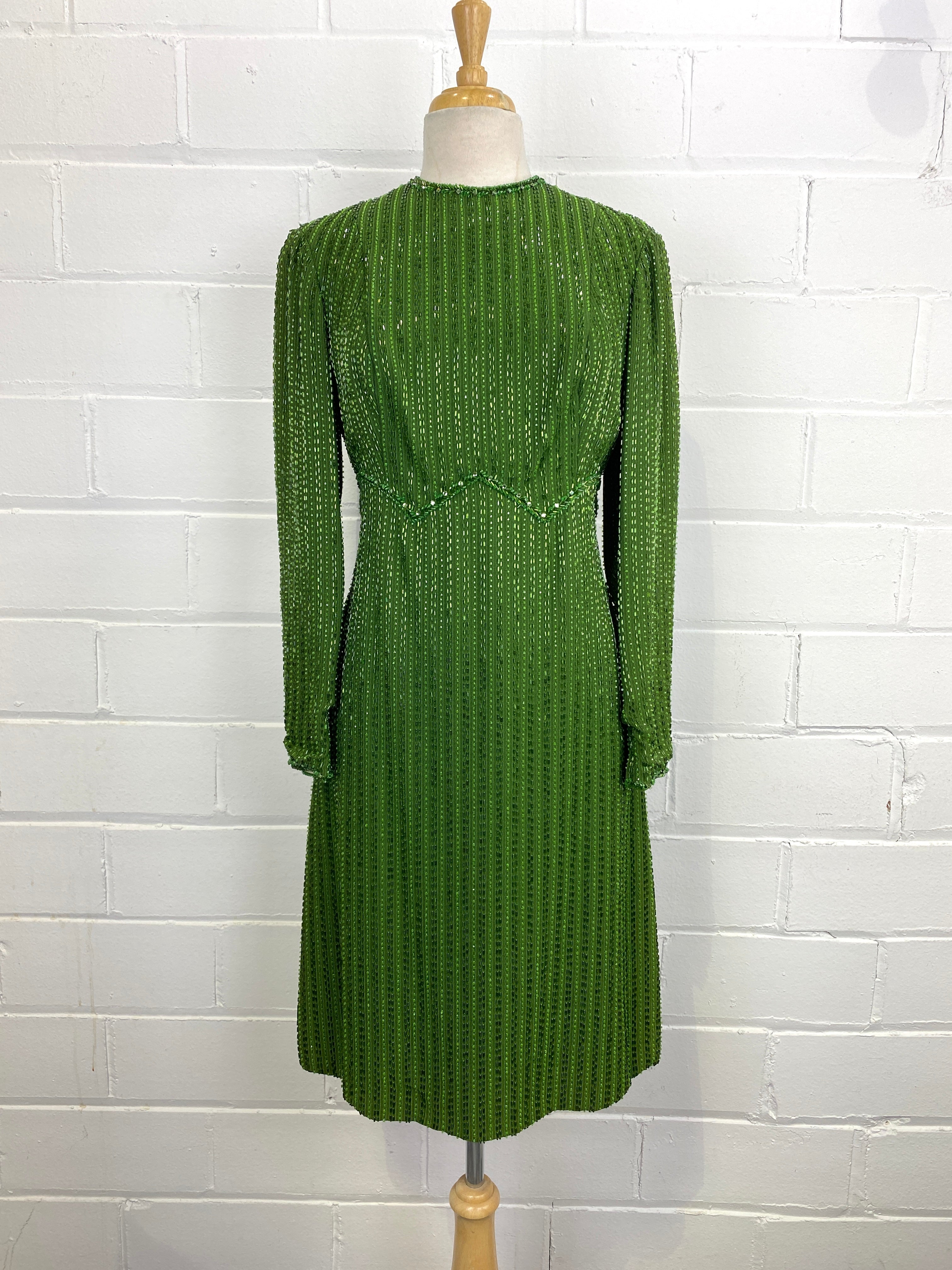 Vintage 1960's Groovy Green Handmade hot Dress