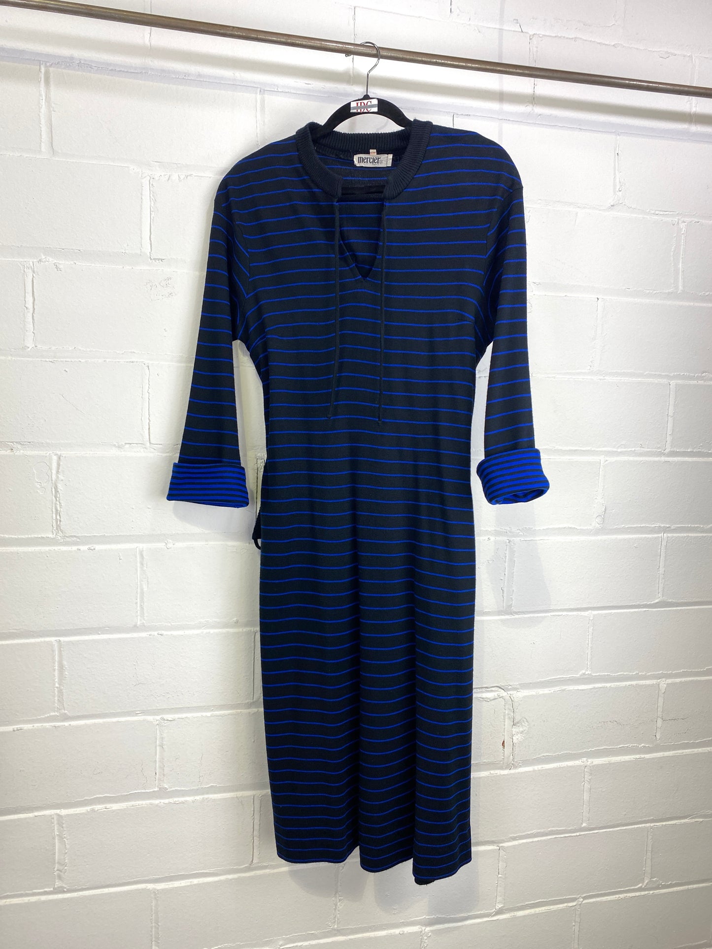 Vintage 1980s Long Sleeve Striped Knit Dress, x2 Colours Available, Medium 