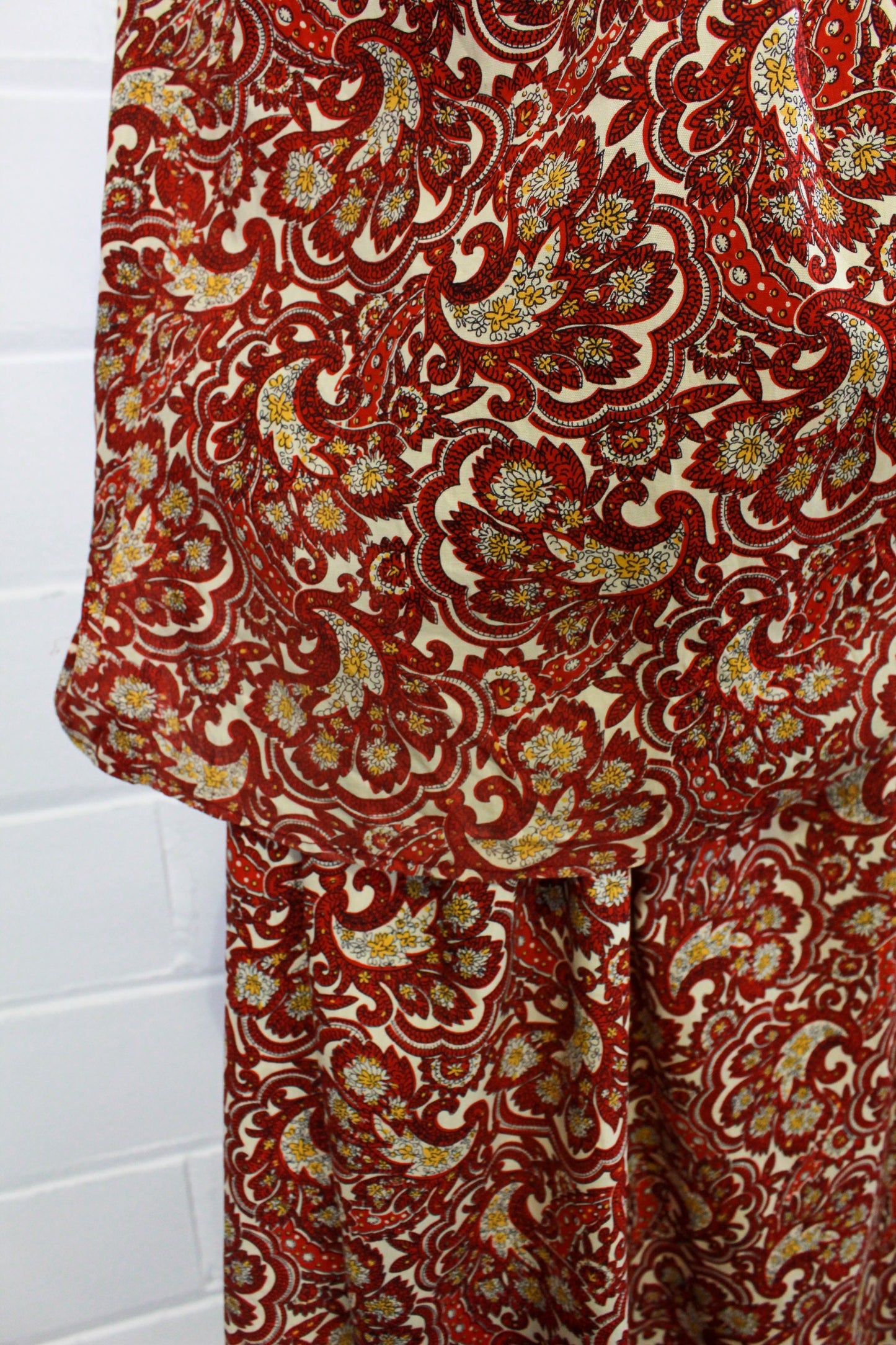 1970s Paisley Print Cotton Top and Maxi Skirt, Small