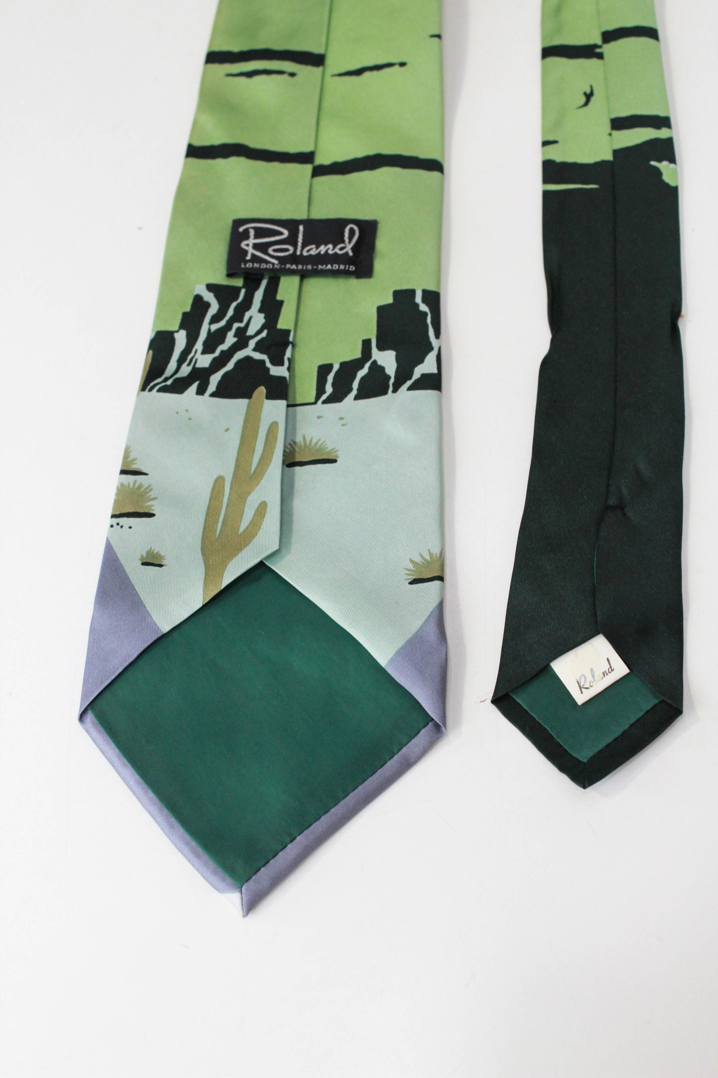 1970s Desert Road Print Silk Necktie, Made in Italy