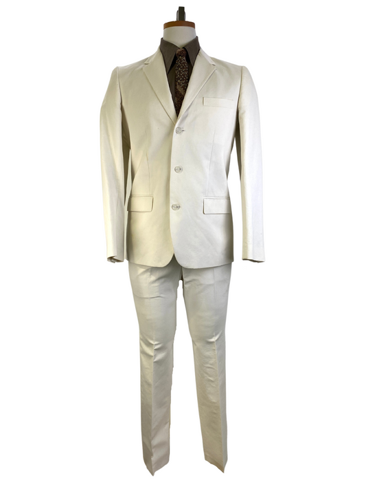 1990s Vintage Cream 2-Piece Men's Suit, Pinwale Cotton/ Linen Club Monaco Suit, C40