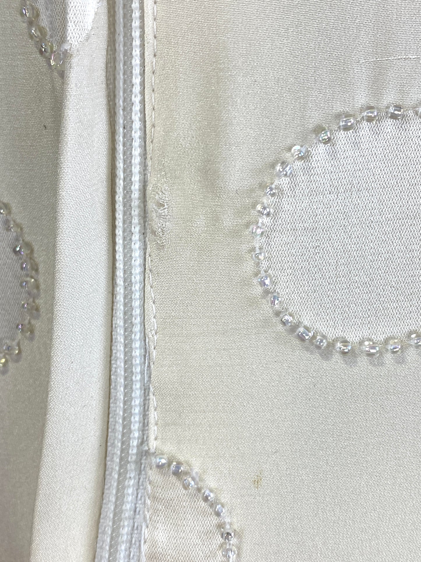 Vintage 1980s Ivory Silk Embellished Wedding Dress, Large