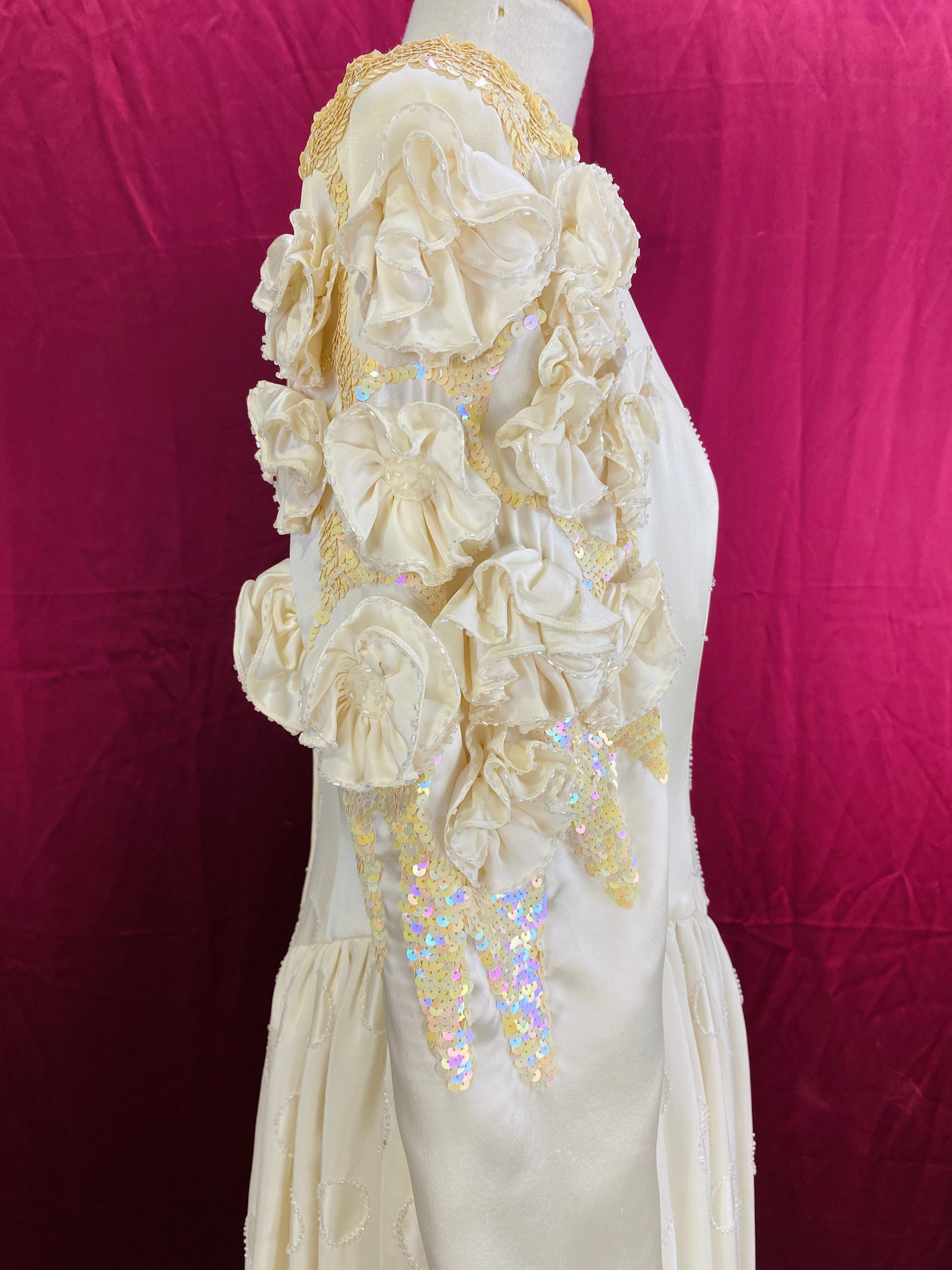 Metallic Star Print Shawl Collar Dressing Gown, Ivory/Gold