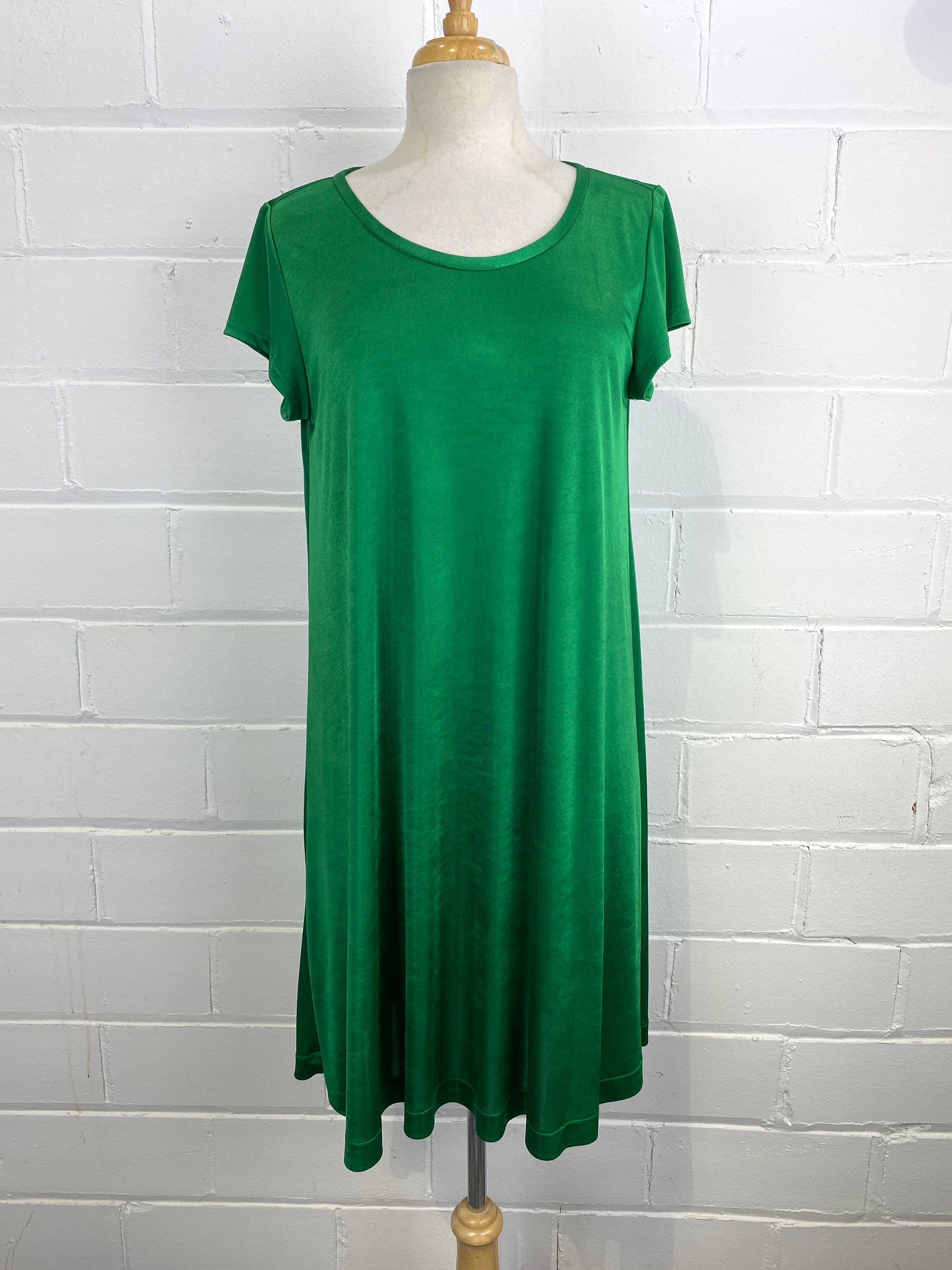Vintage 1980s Kelly Green T-Shirt Dress, Large 