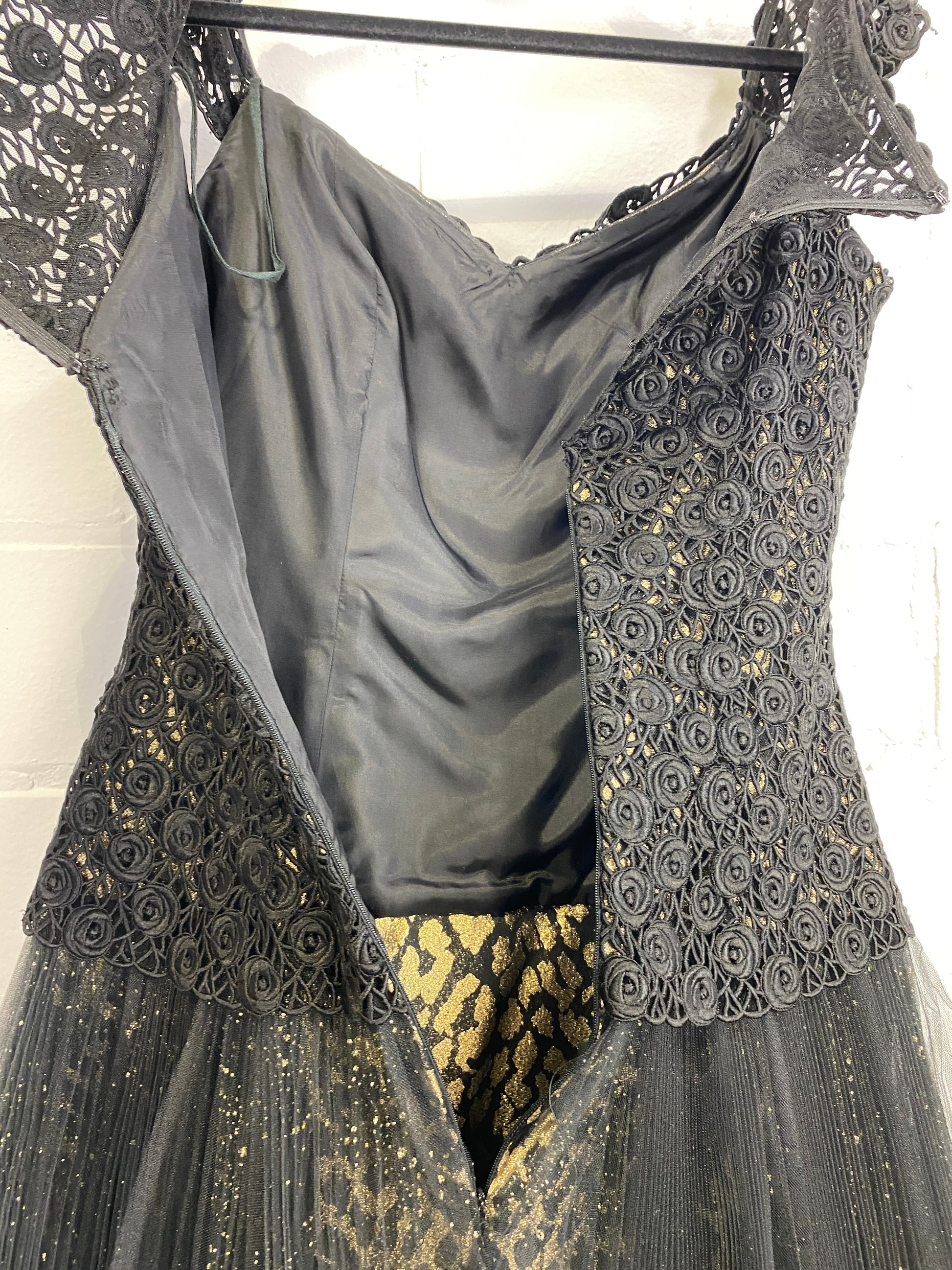Vintage 1980s Black Pleated Tulle Drop-Waist Party Dress with Rose Lac Ian Drummond Vintage Vintage 1980s Black Pleated Tulle Drop-Waist Party Dress with Rose Lac Ian Drummond Vintage