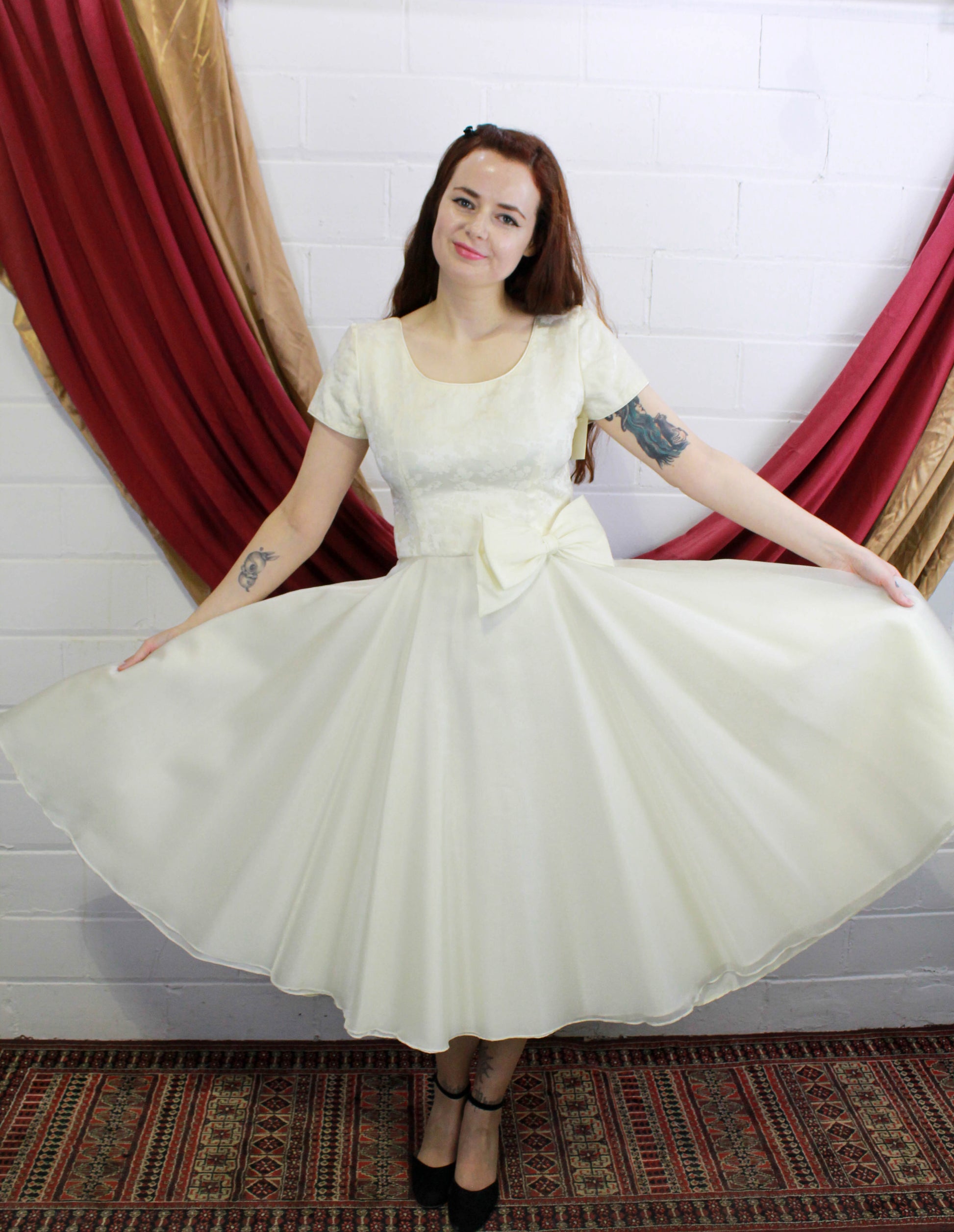 Vintage 90s does 50s White Formal Dress/ Sparkly Organza Wedding Dress, Small Vintage 90s does 50s White Formal Dress/ Sparkly Organza Wedding Dress, Small