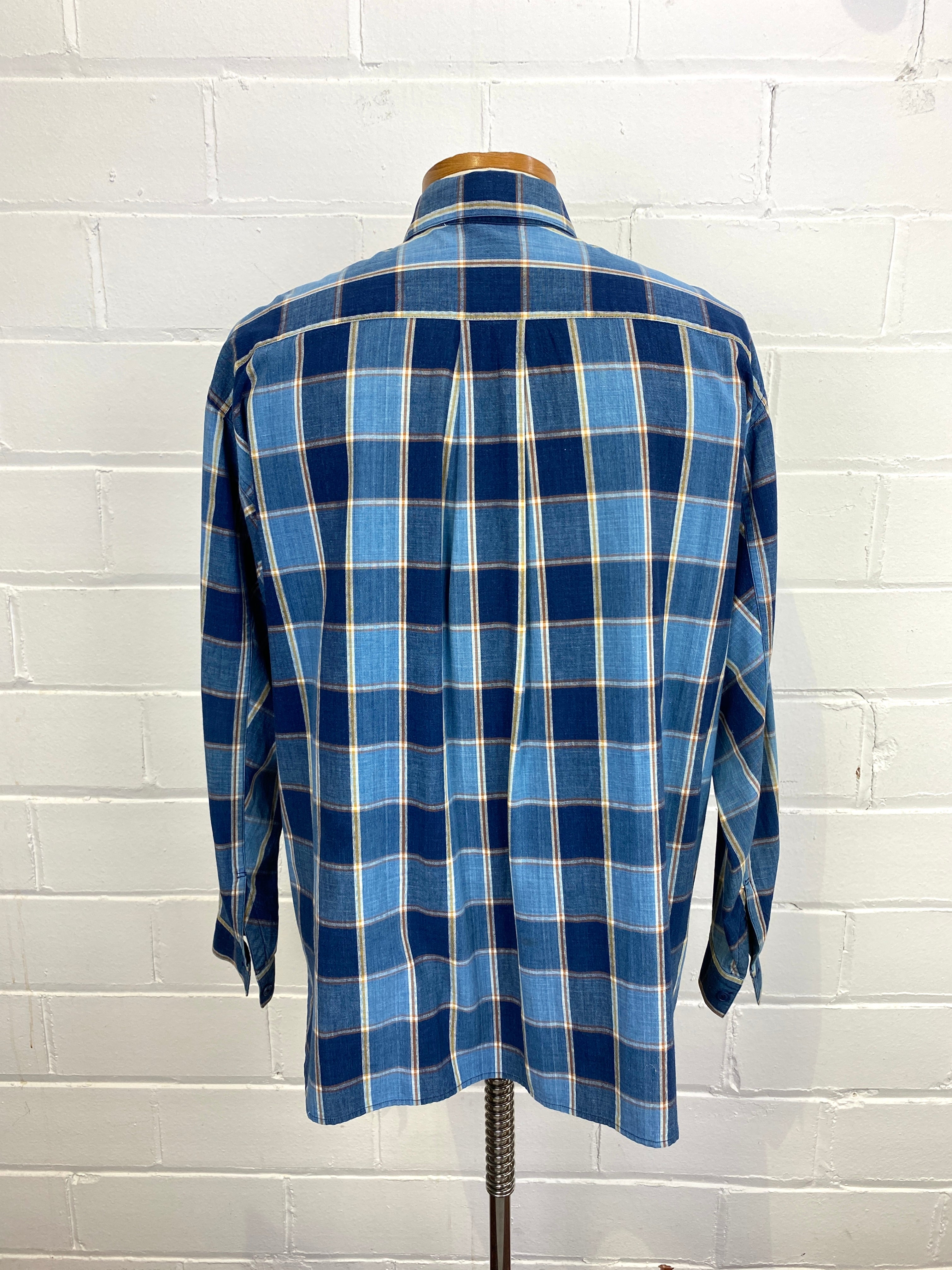 Vintage 1980s Issey Miyake Men's Blue Check Cotton Oversized