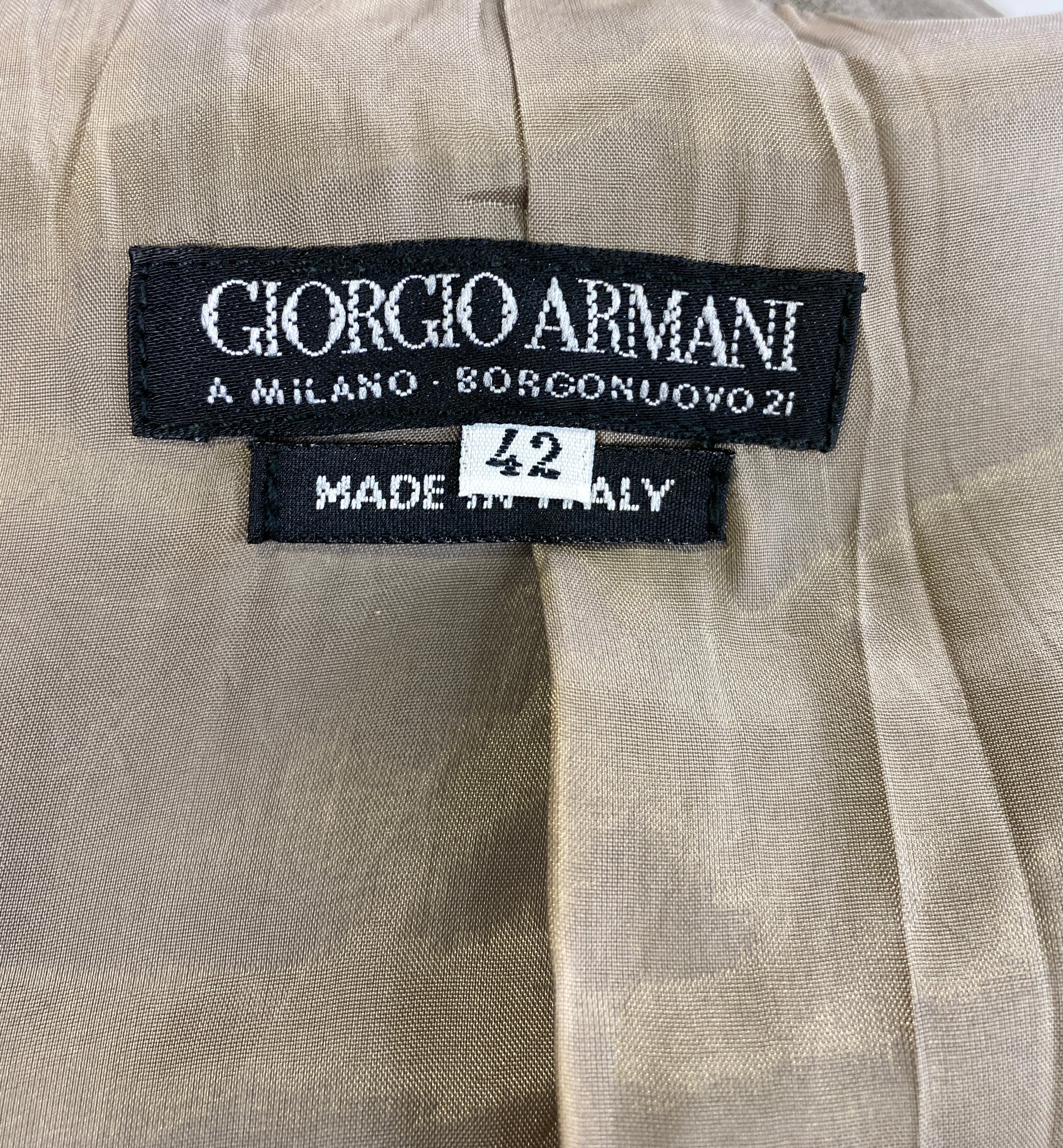 Vintage 90s Green Wool Giorgio Armani Skirt Suit, Small
