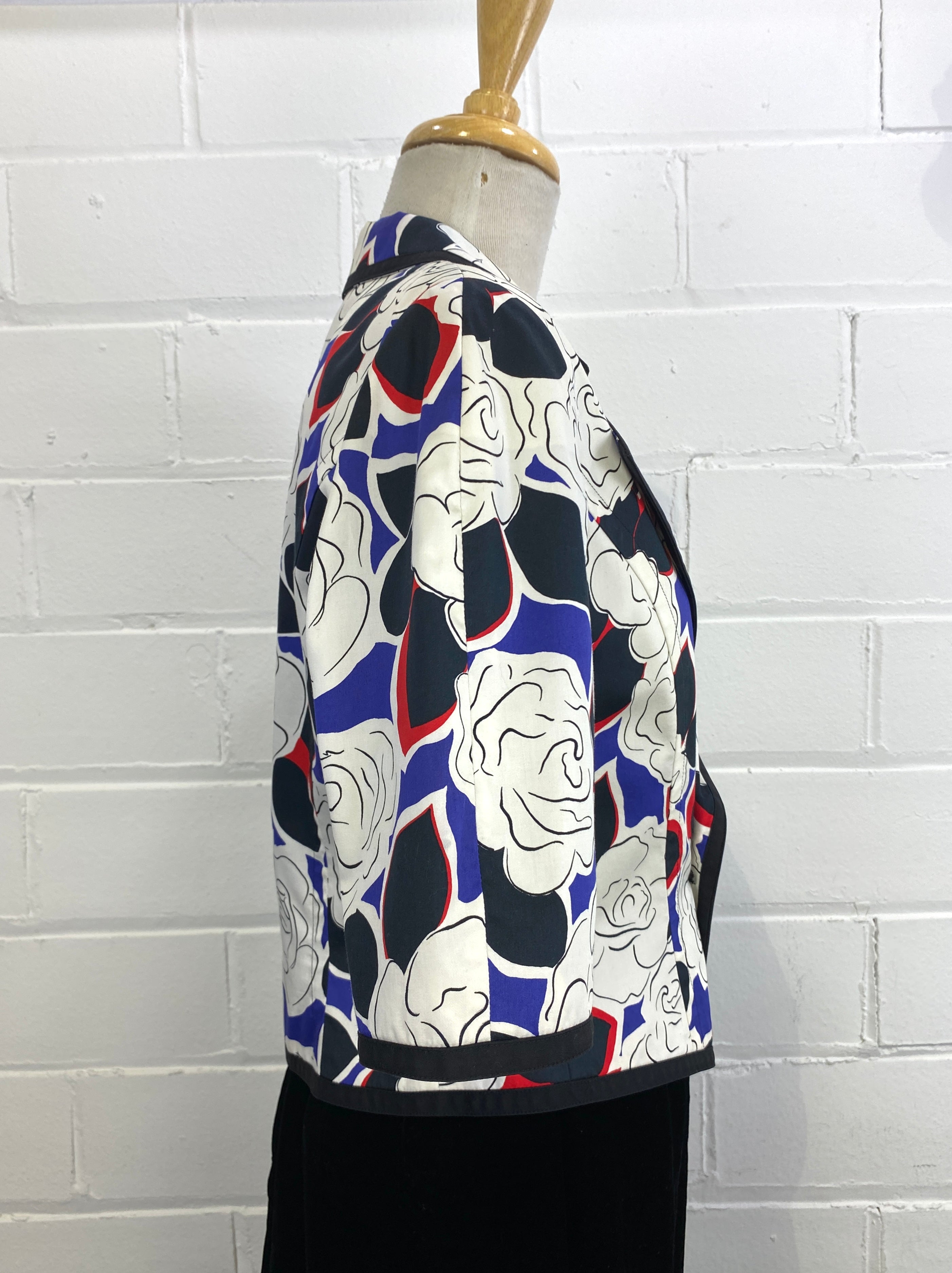 Vintage Mid-80s Guy Laroche Abstract Floral Cropped Cotton Jacket