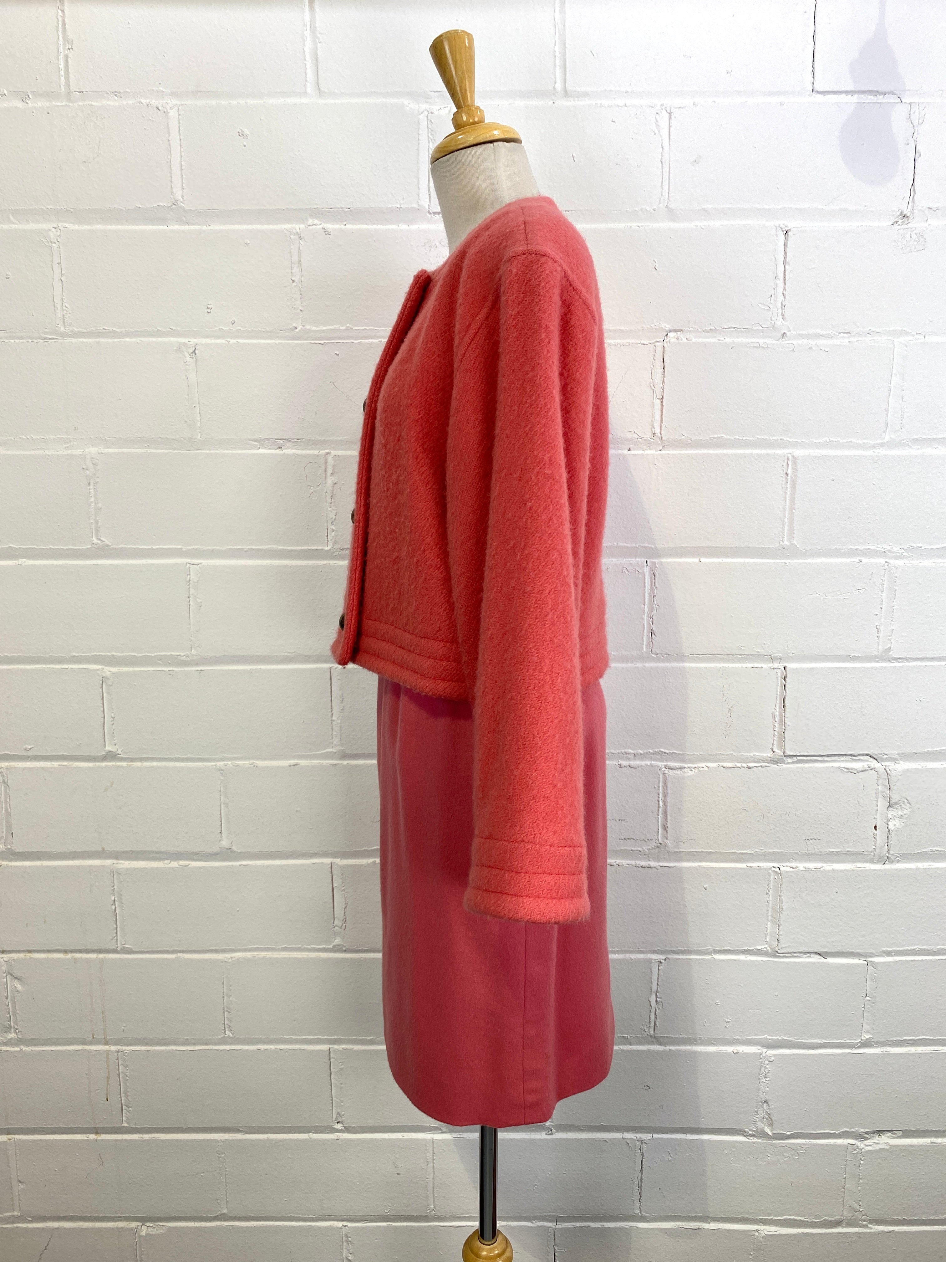 Vintage Late 80s Guy Laroche Pink Wool/ Mohair Jacket & Skirt