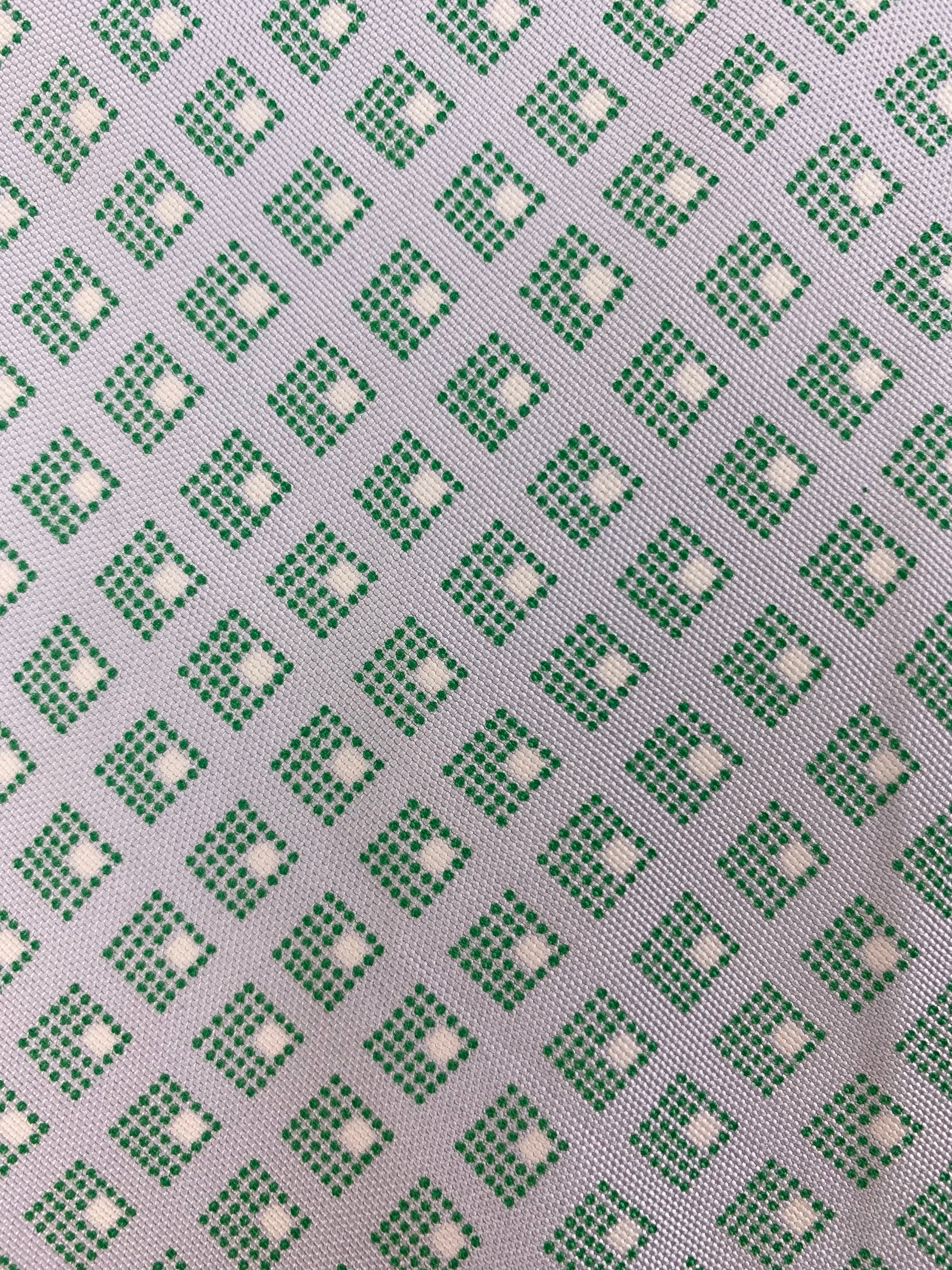 Close-up of: 90s Deadstock Silk Necktie, Men's Vintage Green Blue Geometric Pattern Tie, NOS