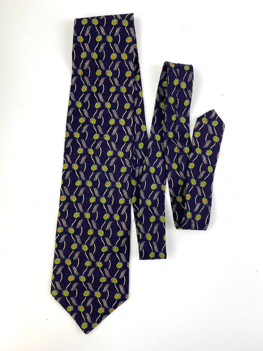 Front of: 90s Deadstock Silk Necktie, Men's Vintage Green/ Navy Abstract Pattern Tie, NOS