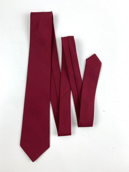 Front of: 80s Deadstock Necktie, Men's Vintage Solid Burgundy Tie, NOS