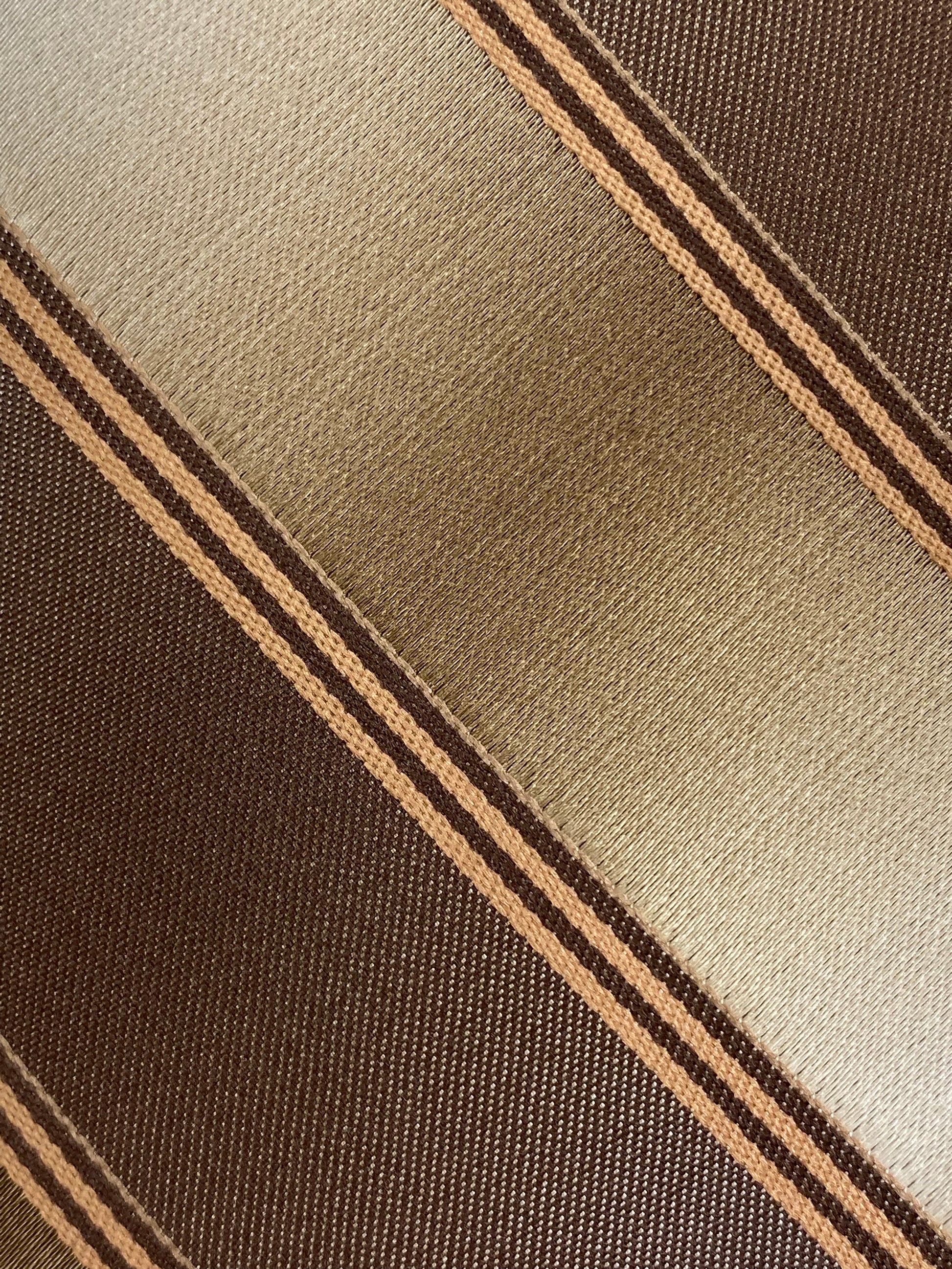 Close-up of: 80s Deadstock Necktie, Men's Vintage Brown Diagonal Stripe Tie, NOS