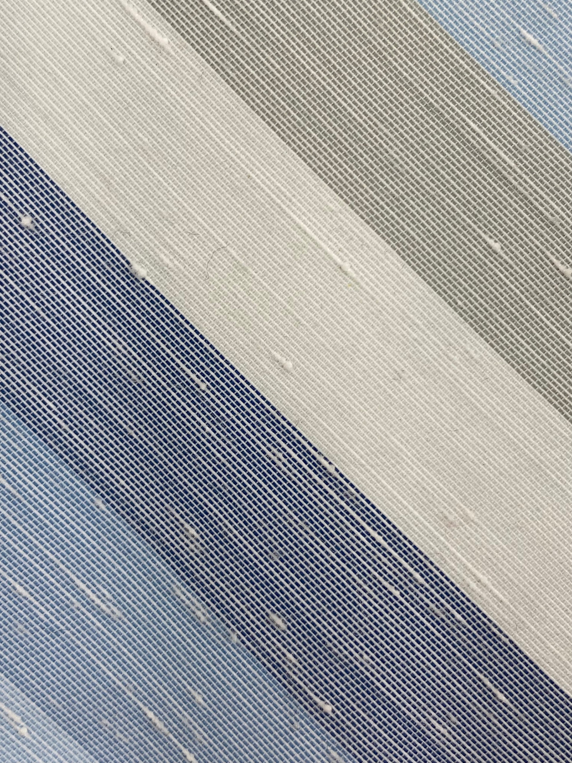 Close-up of: 80s Deadstock Necktie, Men's Vintage Blue/ Grey Diagonal Stripe Tie, NOS