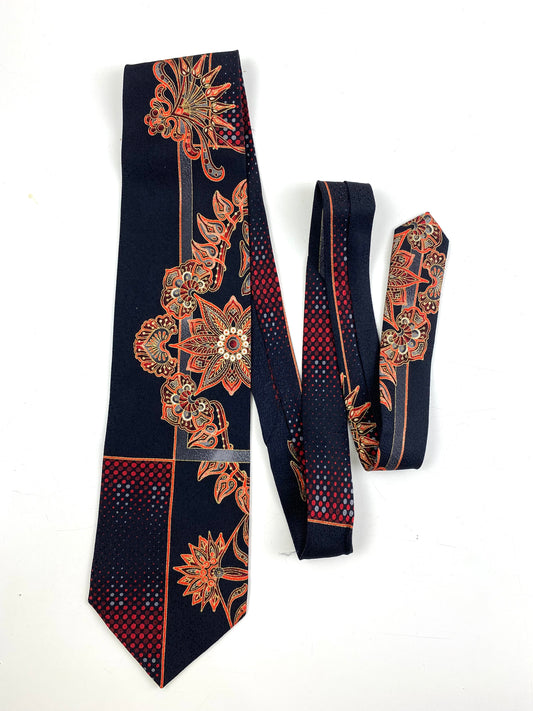 Front of: 90s Deadstock Silk Necktie, Men's Vintage Purple/ Gold Oriental Pattern Tie, NOS