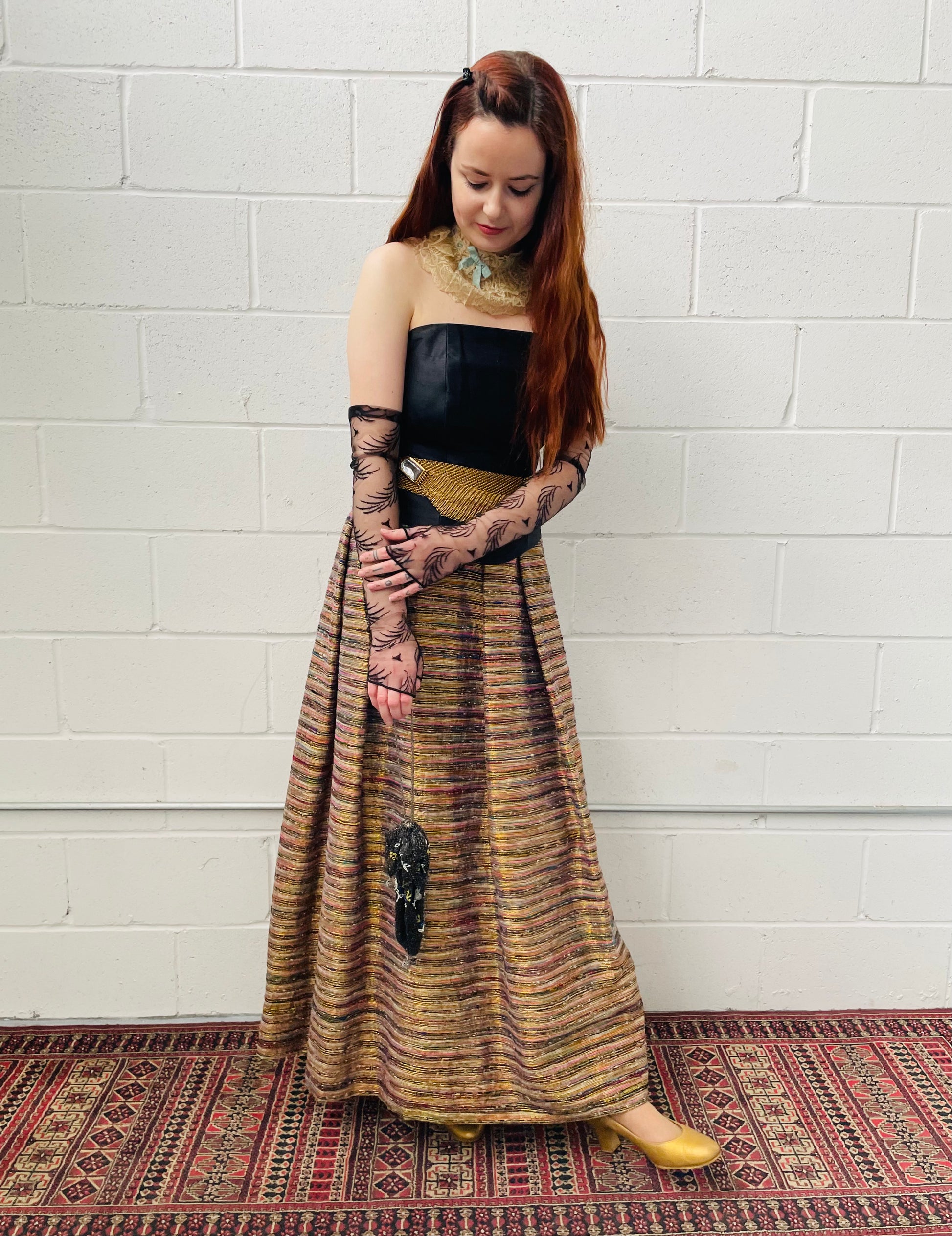 Pink metallic maxi sales skirt