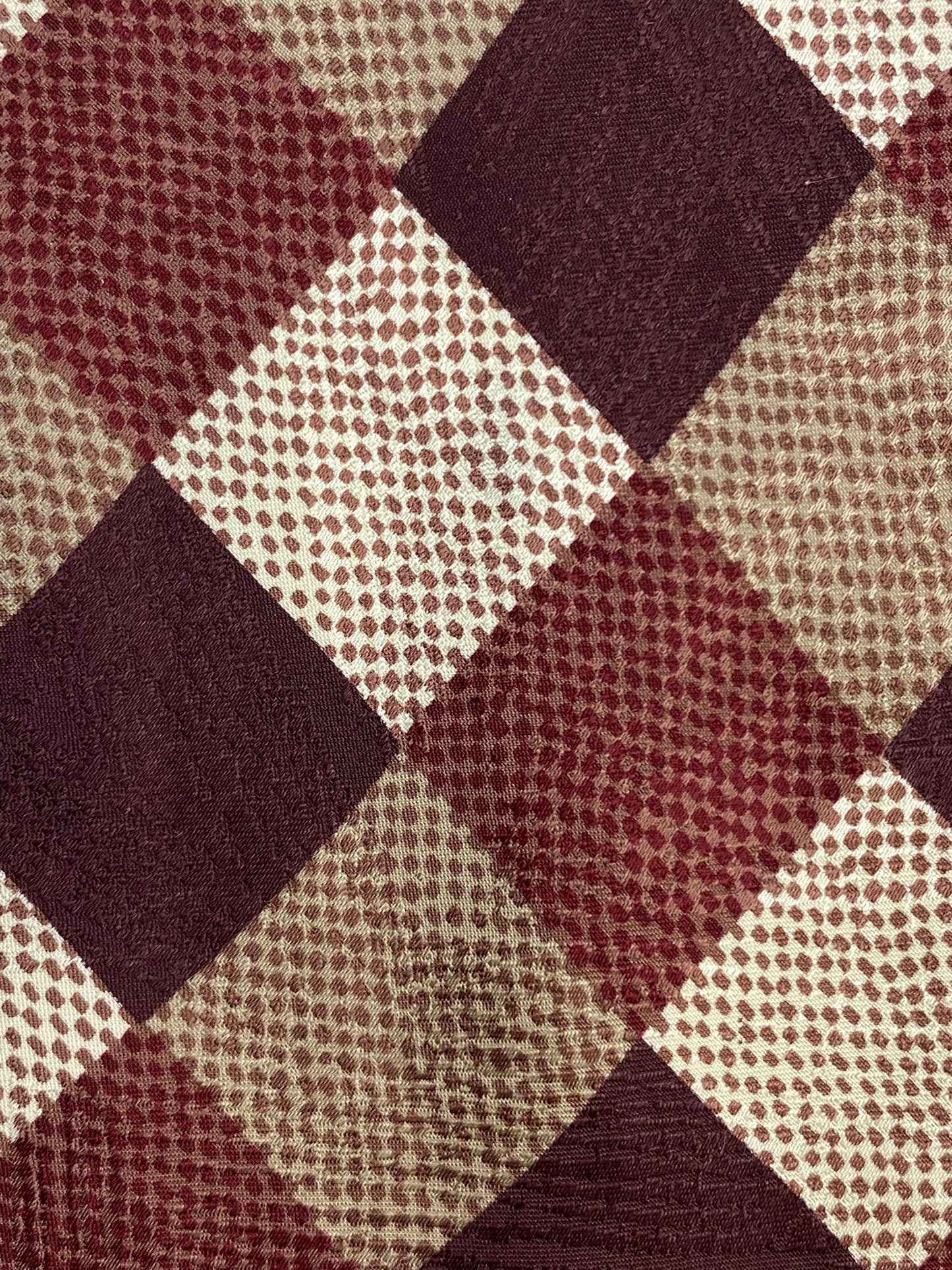 Close-up of: 90s Deadstock Silk Necktie, Men's Vintage Brown Checkered Pattern Tie, NOS