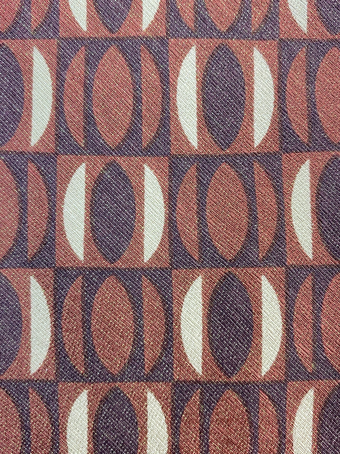 Close-up of: 90s Deadstock Silk Necktie, Men's Vintage Brown Geometric Pattern Tie, NOS