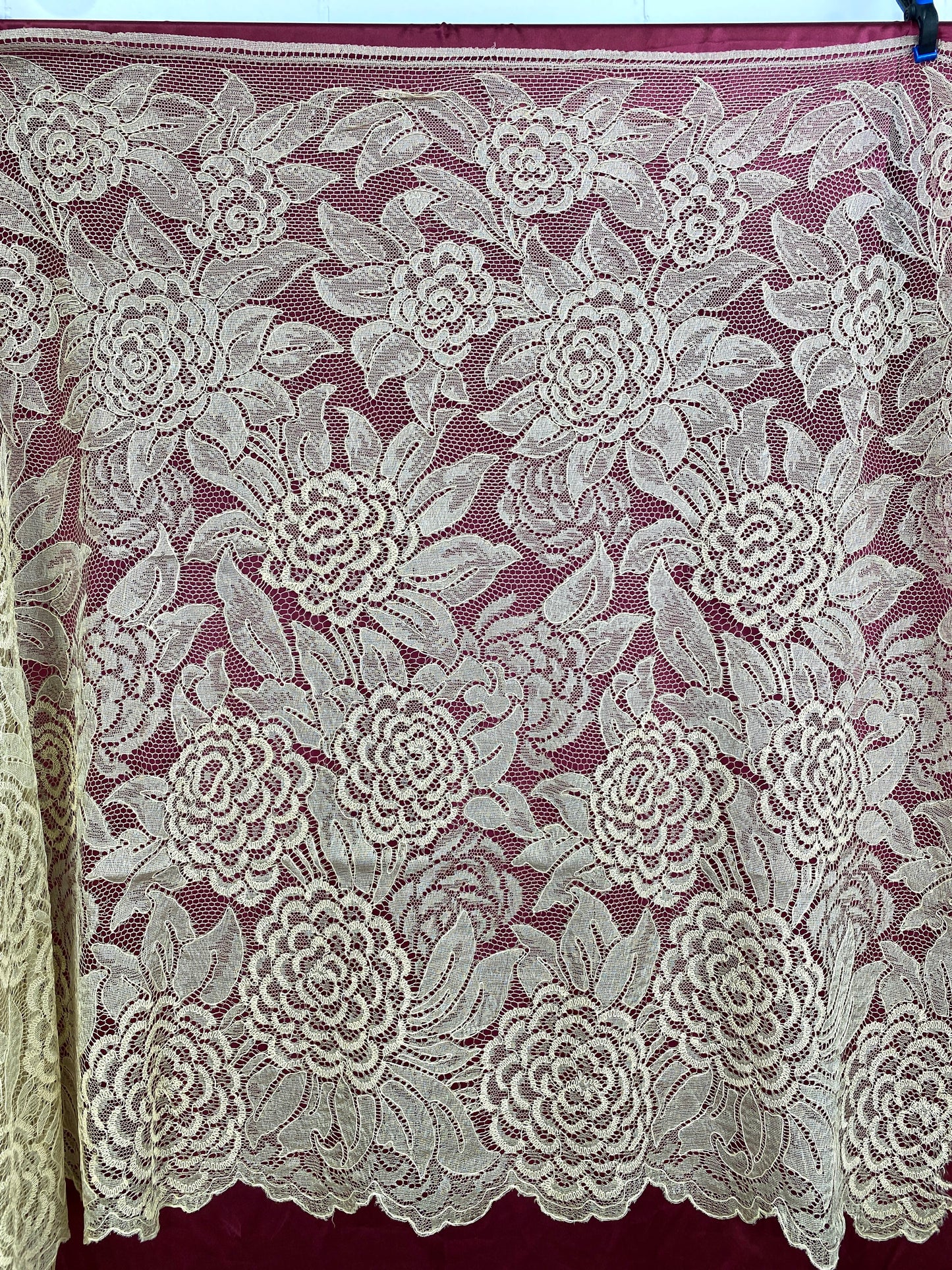 Vintage Beige Alencon Lace Fabric, 7 yards