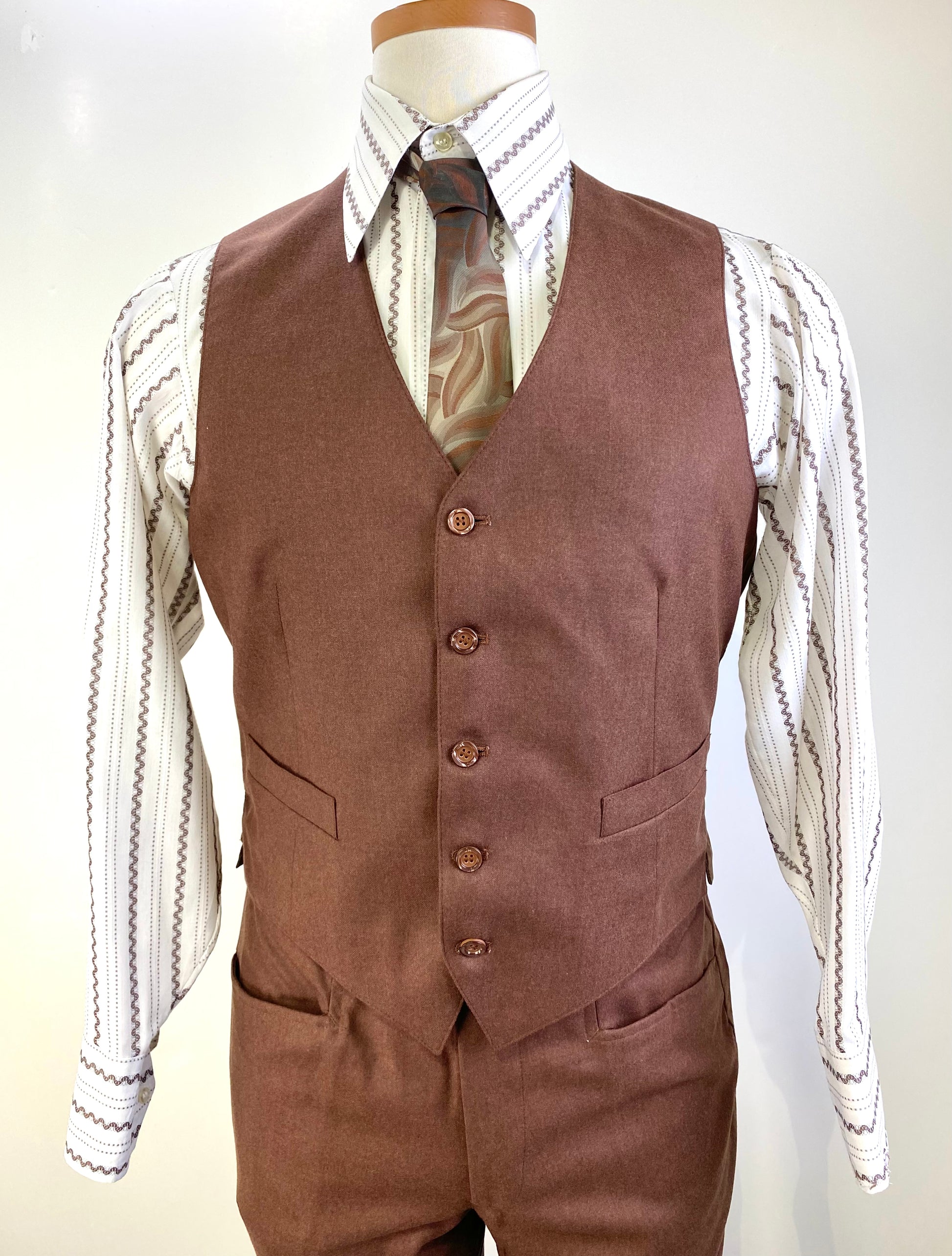 70's Suit Vest Designs Vintage 1970s Deadstock Men's Brown