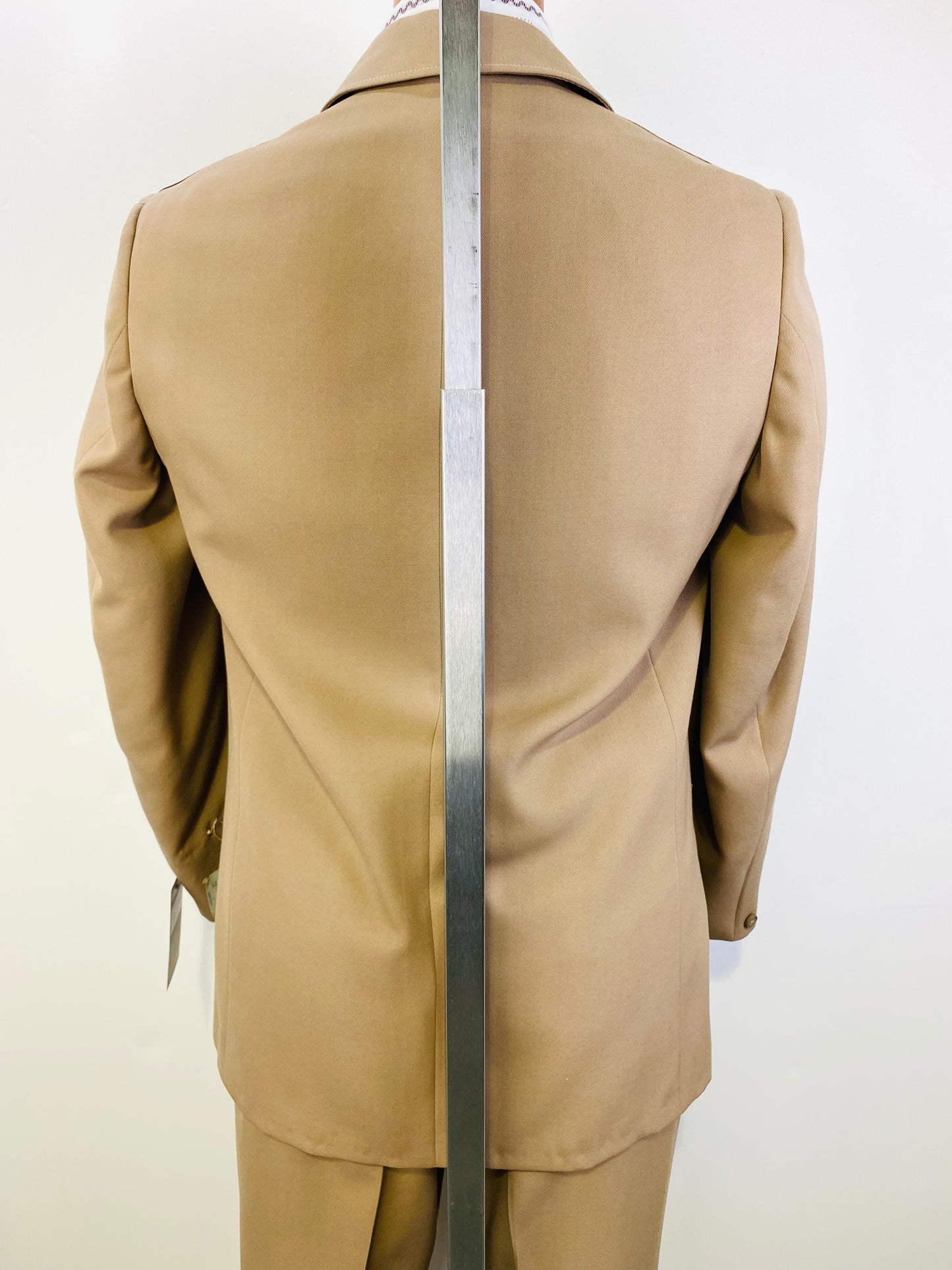 Early 1970s Vintage Deadstock Men's Suit, Brown Western Style 2-Piece Leisure Suit, Suede Trim, NOS, C42