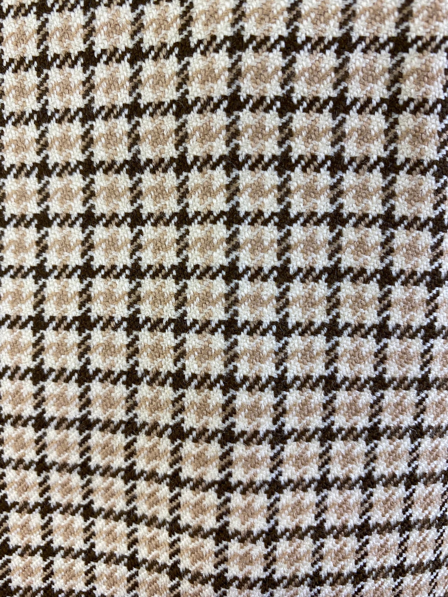 1970s Vintage Deadstock Men's Wool Suit, Beige/ Brown Tattersal 3-Piece Suit, Allan Manett, NOS, C44