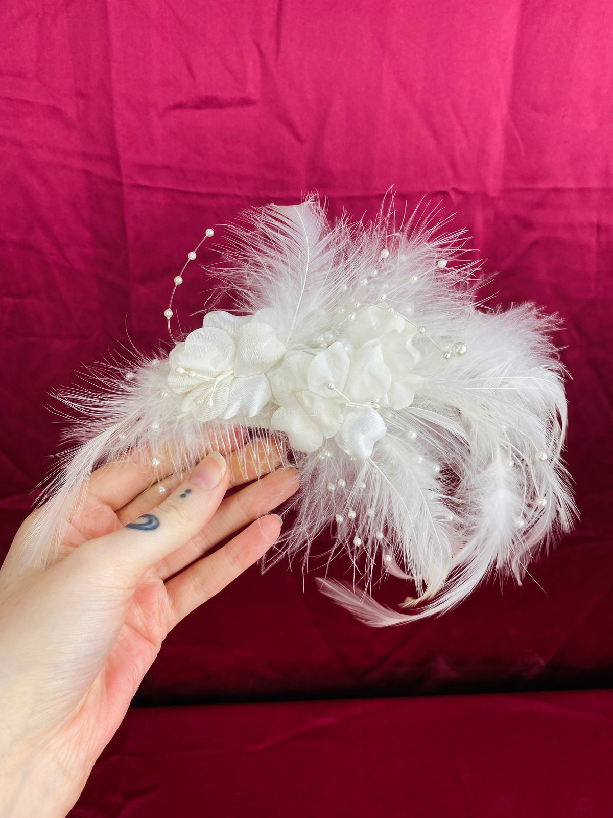 Bridal Boho Floral Hair Comb Wedding Vintage Feather Statement Accessory NWT Edelweiss Flower Hair Comb: Rustic Wedding Bridal Accessory  main image 2