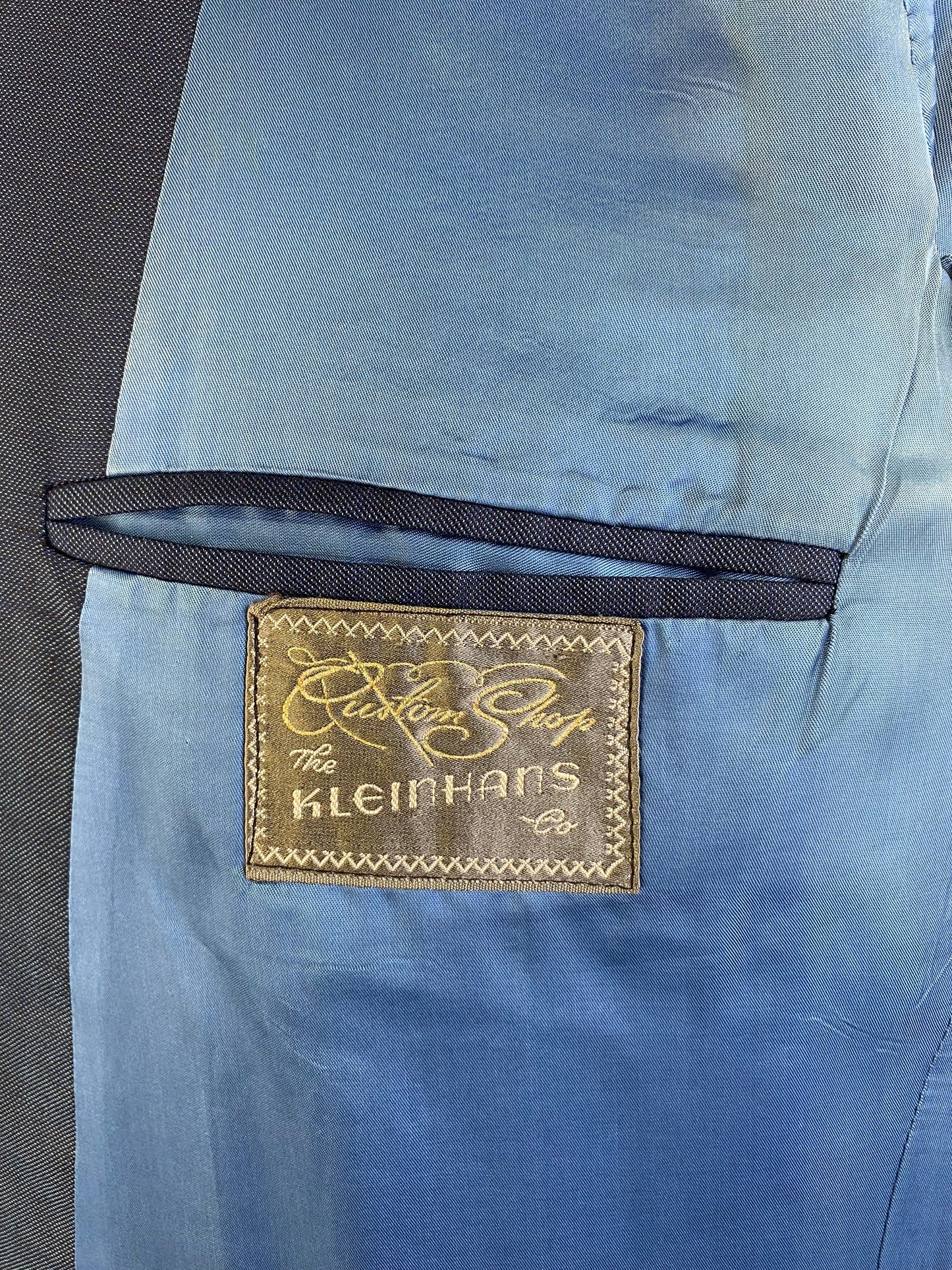 1970s Vintage Men's Suit, Blue Sharkskin 2-Piece Suit, Kleinhans, AS IS, C46
