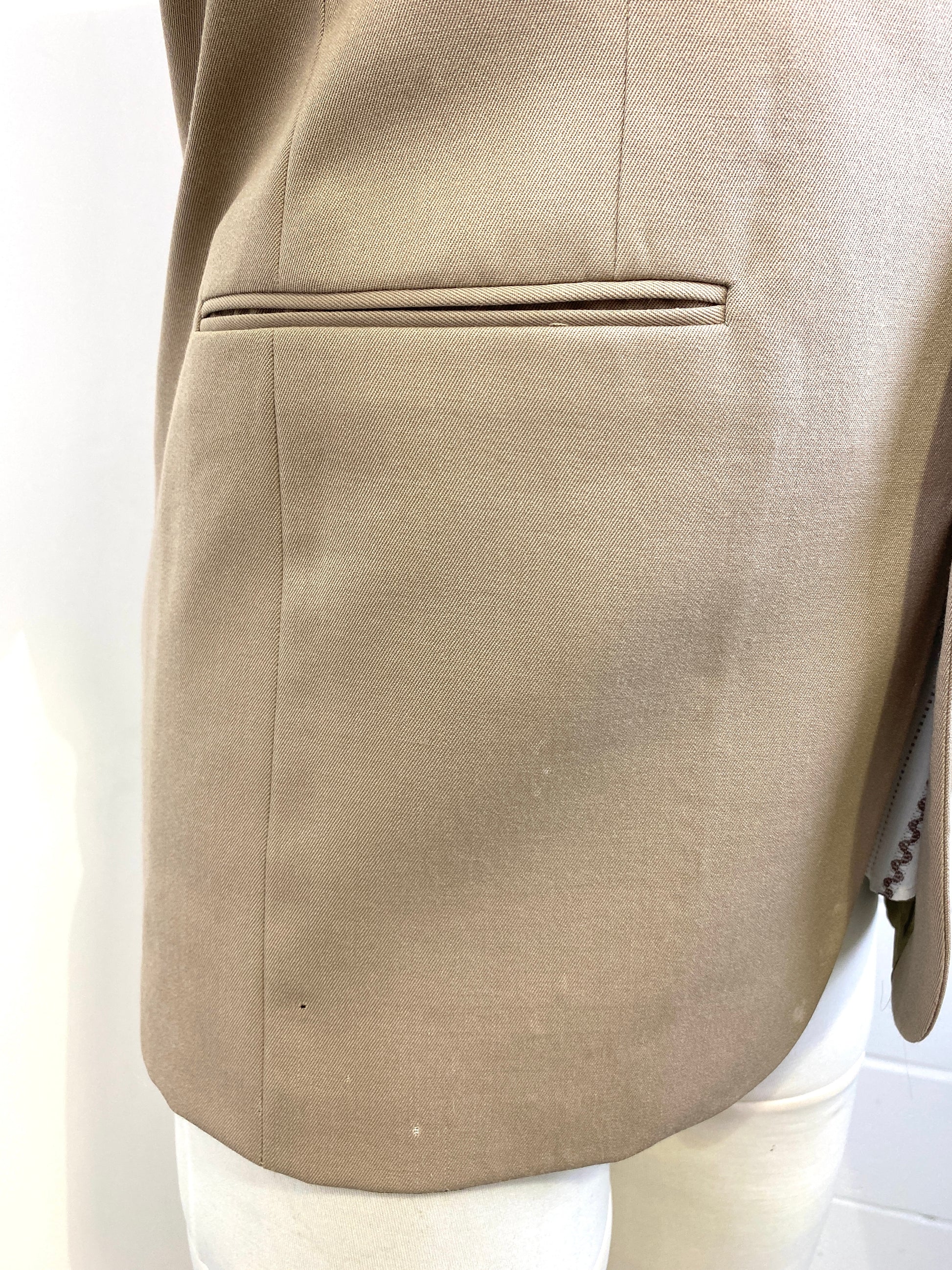 1980s Vintage Deadstock Men's Blazer, 2-Button Single-Breast Beige Suit Jacket, NOS, C40