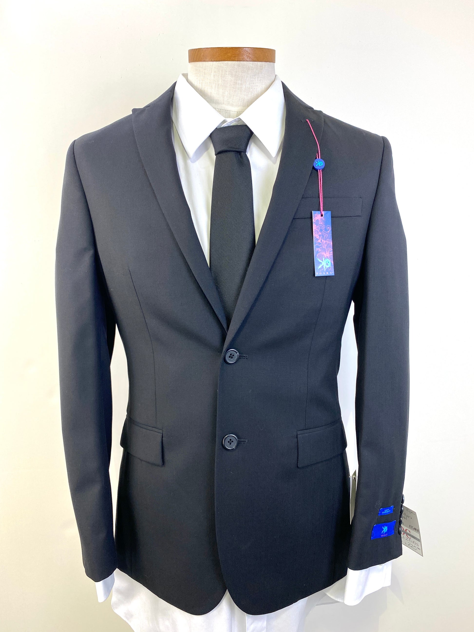 60s-Style Men's Black Slim Fit 2-Piece Suit, Egara, 38R – Ian Drummond Vintage 60s-Style Men's Black Slim Fit 2-Piece Suit, Egara, 38R – Ian Drummond Vintage