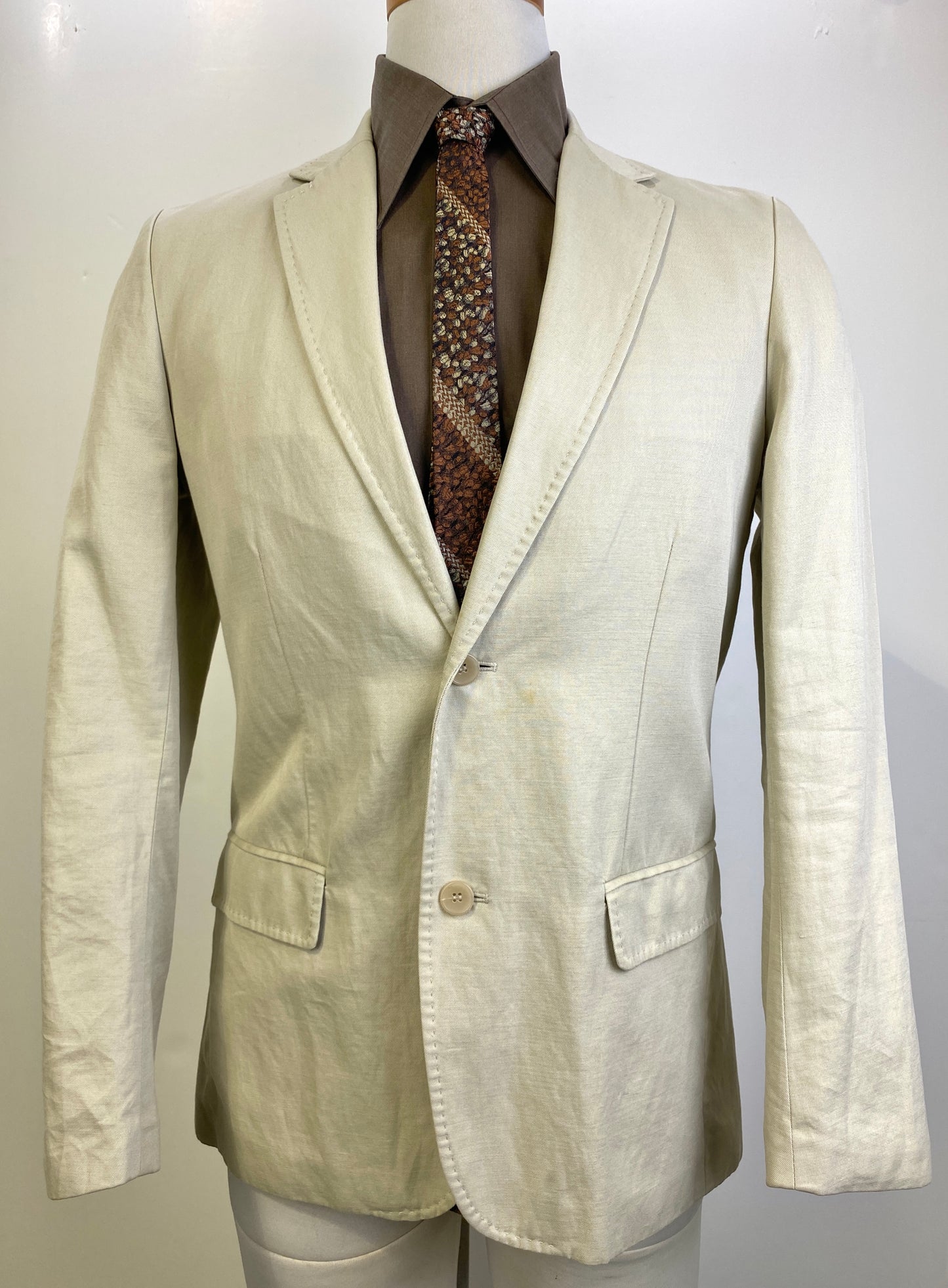 2000s Cream Men's Blazer, Club Monaco Cotton/ Linen Twill Jacket, C40