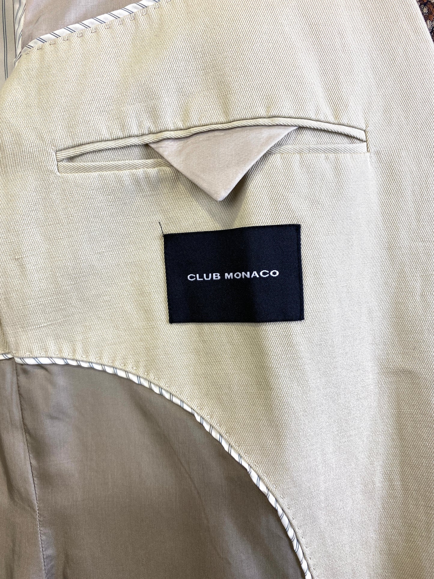 2000s Cream Men's Blazer, Club Monaco Cotton/ Linen Twill Jacket, C40