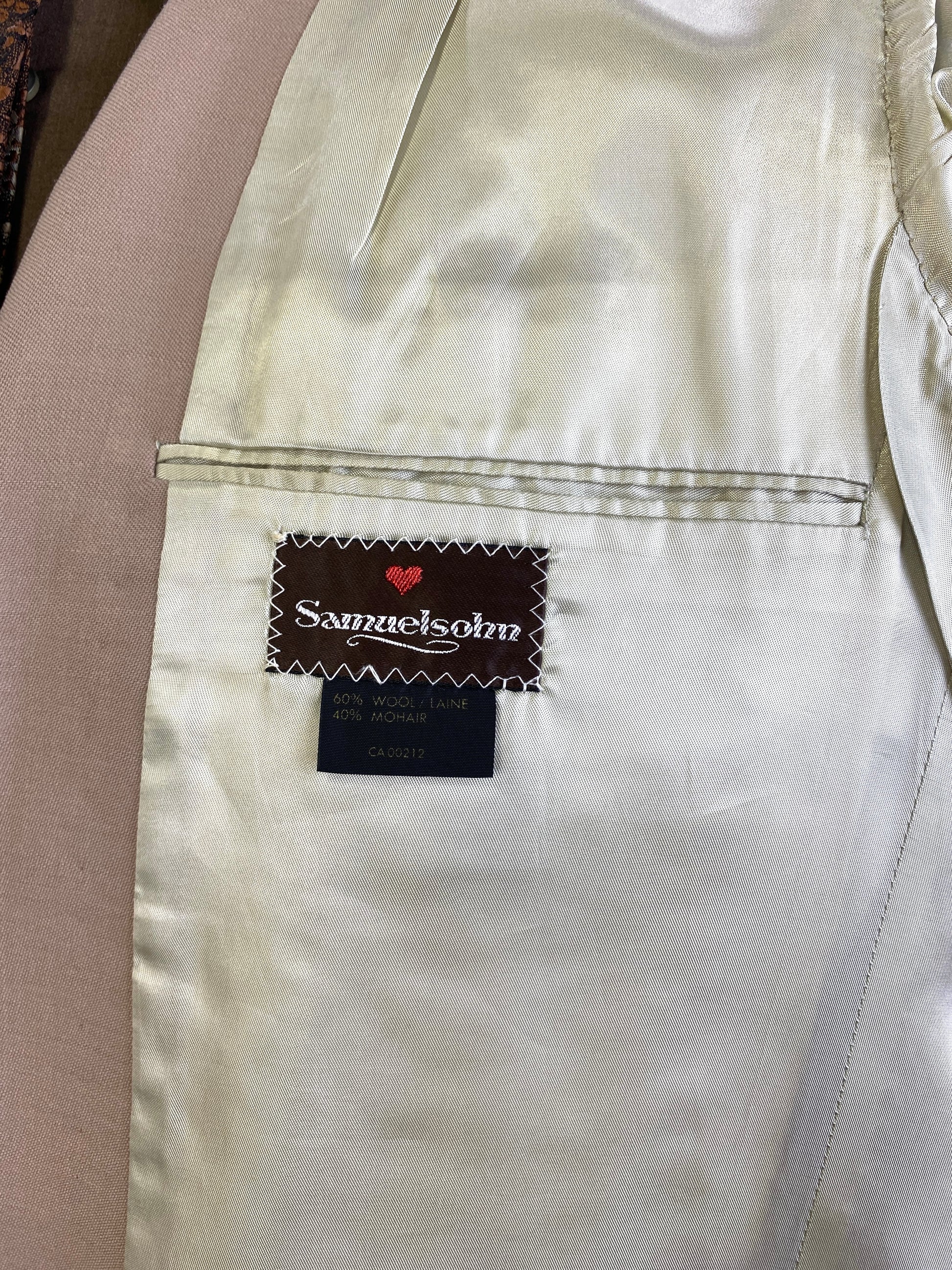 1980s Vintage Men's Tan 2-Piece Wool Suit, Samuelson, C40R