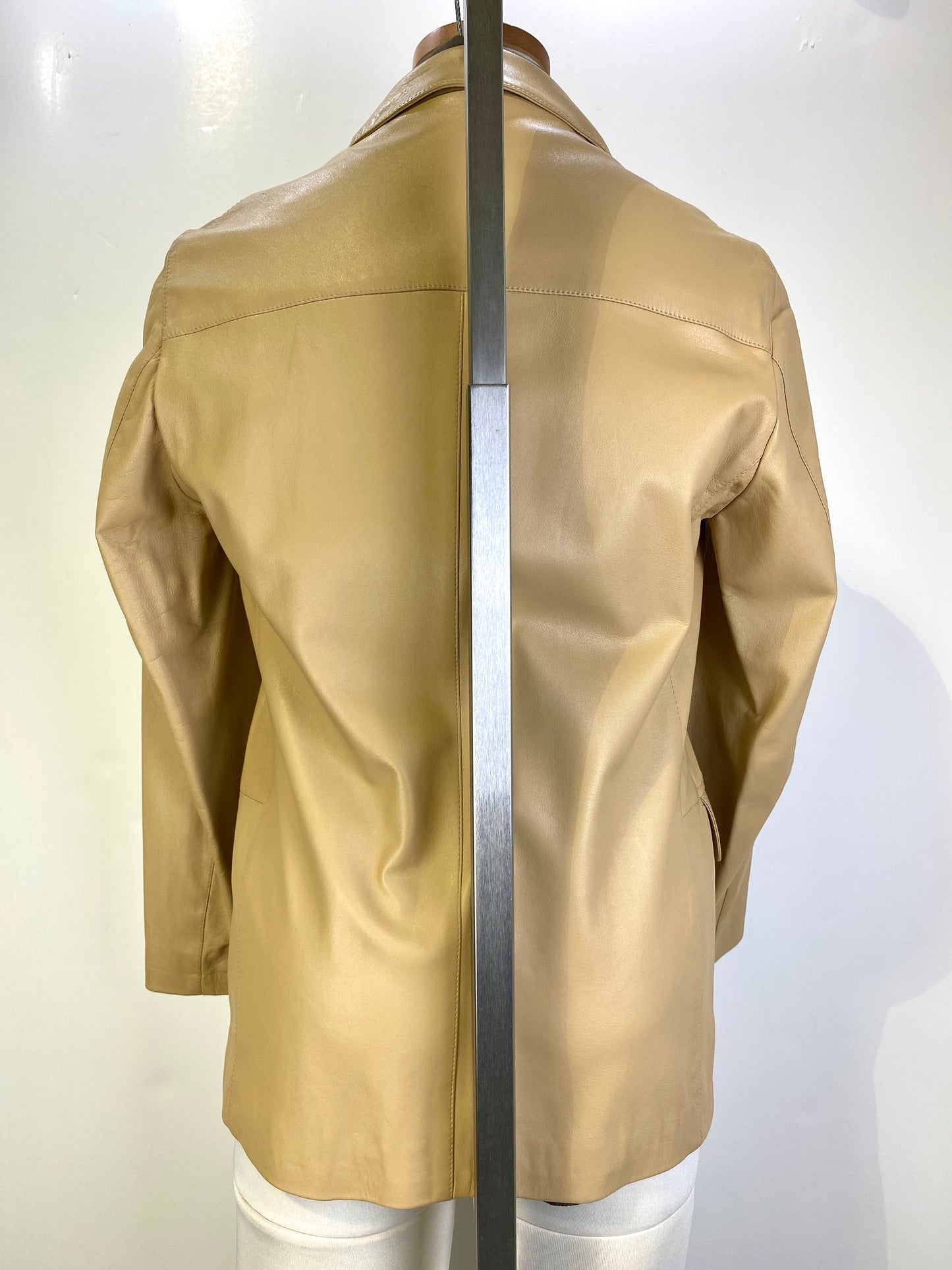 Late 1990s Vintage Pale Gold Leather Men's Blazer, Marzotto Lab, C40