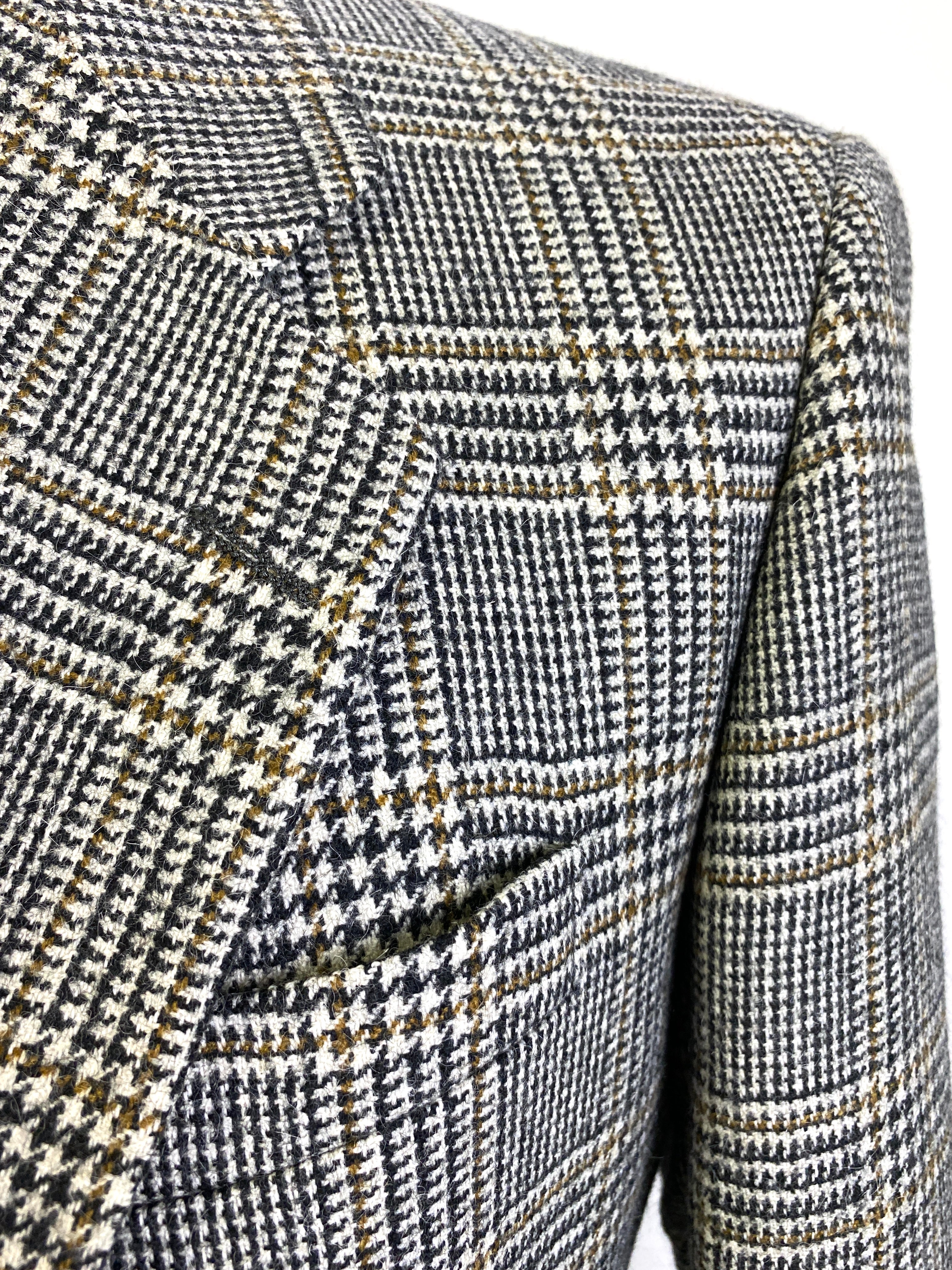 Vintage 1980s Vintage Black/ Cream Glen Plaid Check Men's Blazer ...