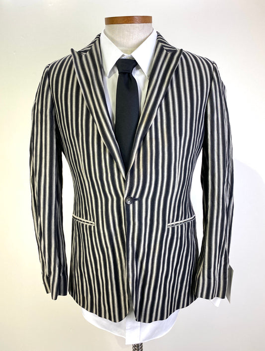 1990s Vintage Black/ Grey Stripe Men's Blazer, Venturo Jacket, C40