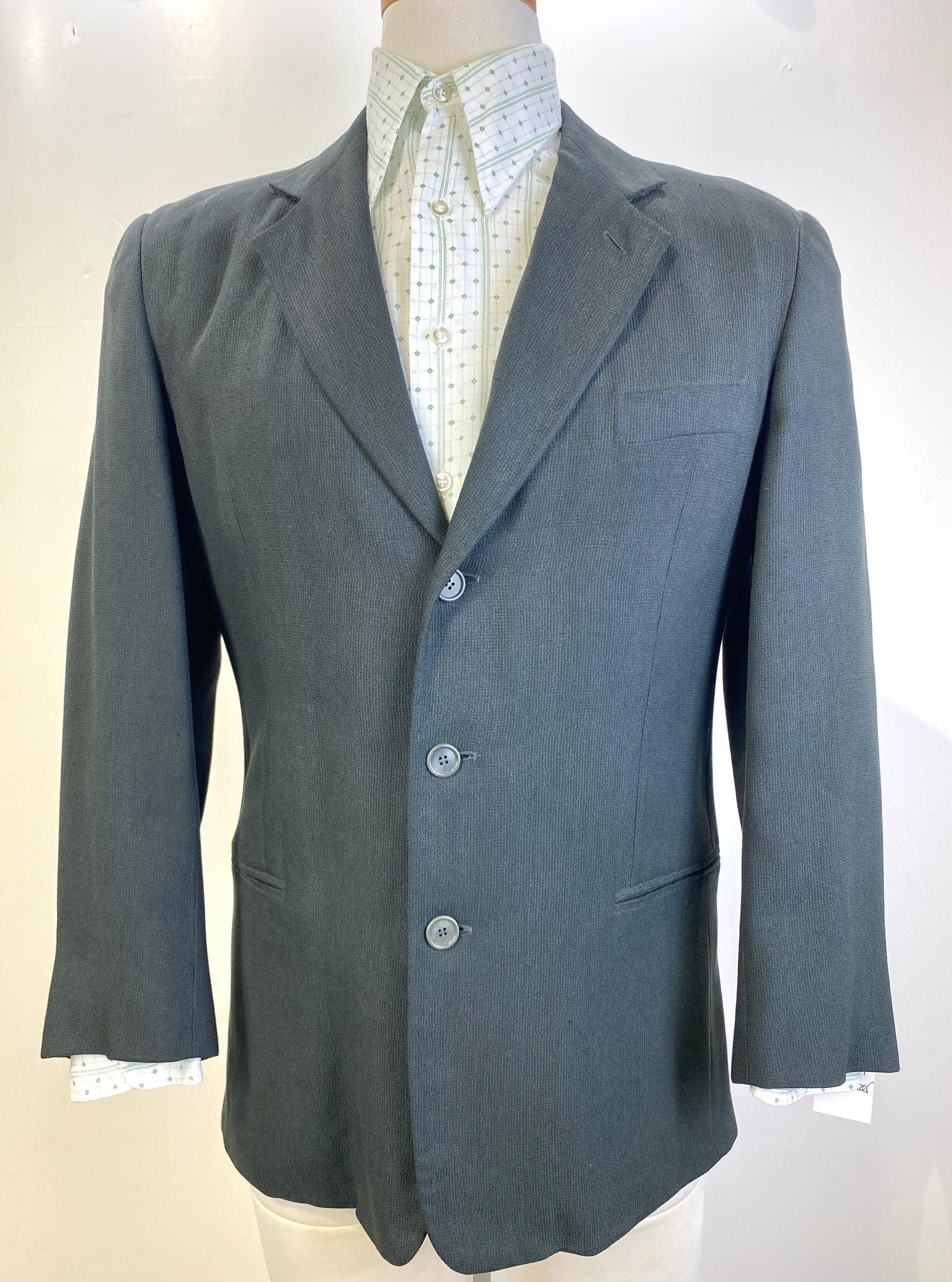 Early 1990s Vintage Dark Green Silk Men's Designer Blazer, Giorgio Armani, C40R