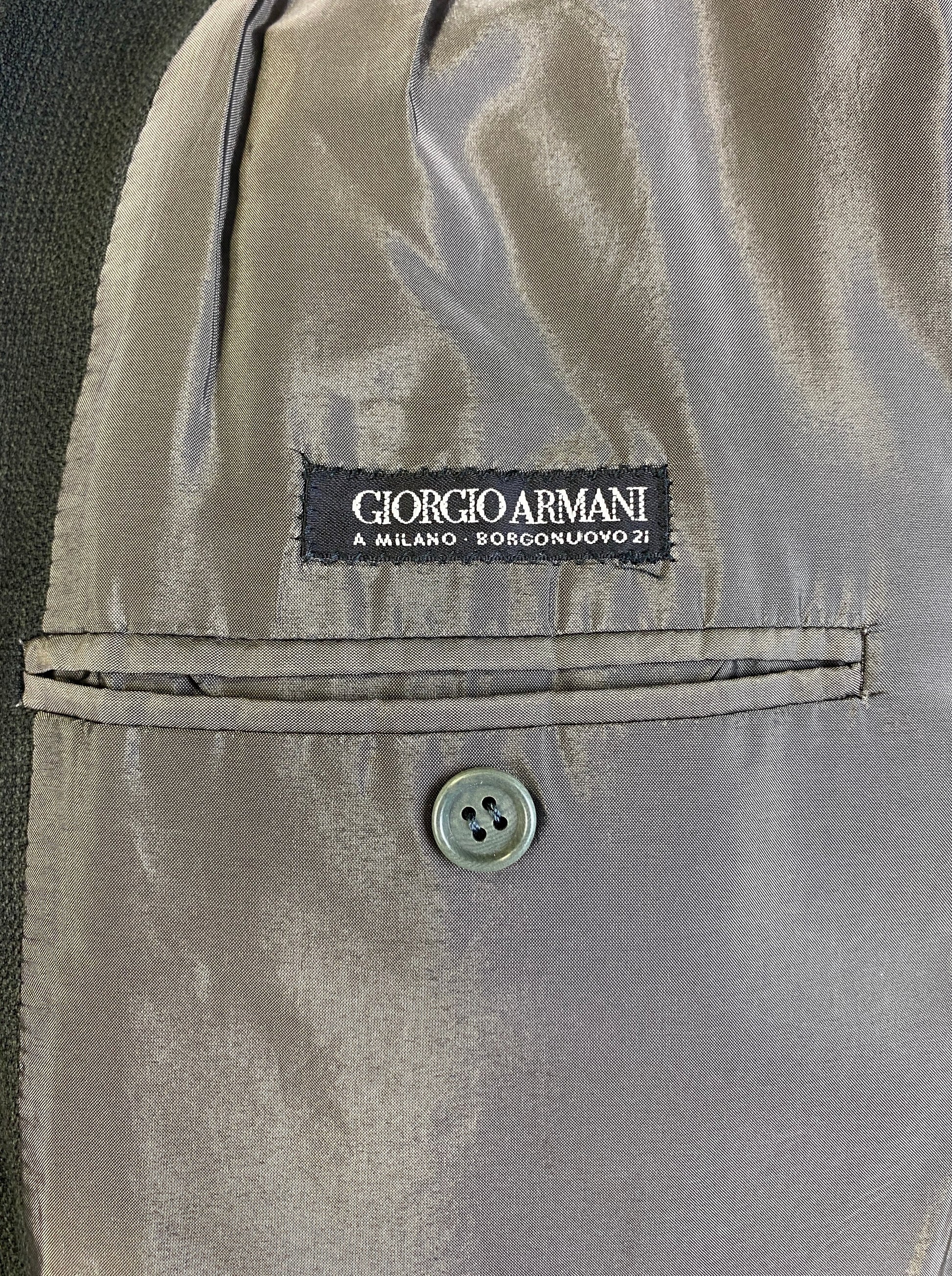 Early 1990s Vintage Dark Green Silk Men's Designer Blazer, Giorgio Armani, C40R