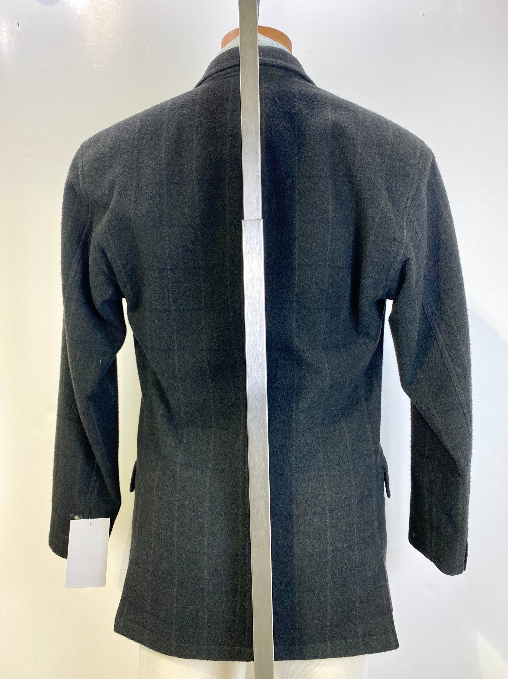 1980s Vintage Dark Green Windowpane Wool Men's Designer Blazer, Gianni Versace Italian Jacket, C40