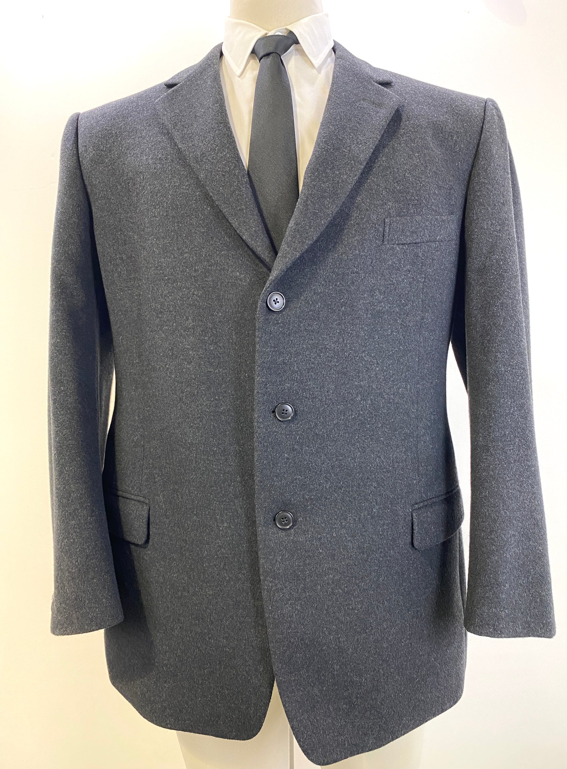 1980s Vintage Dark Grey Wool Men's Blazer, Bolgheri Jacket, C42