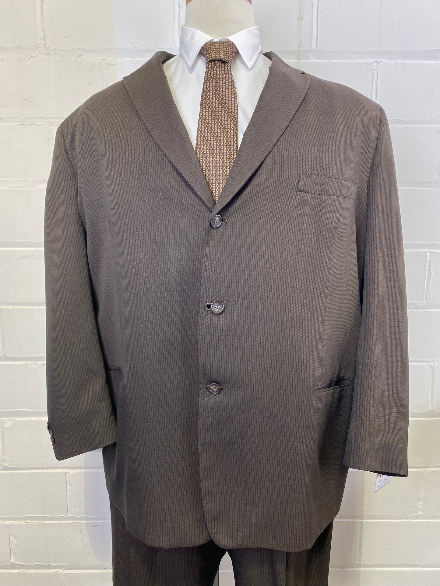 1950s Men's 2-Piece Brown Pinstripe Suit, Spencer, C52T