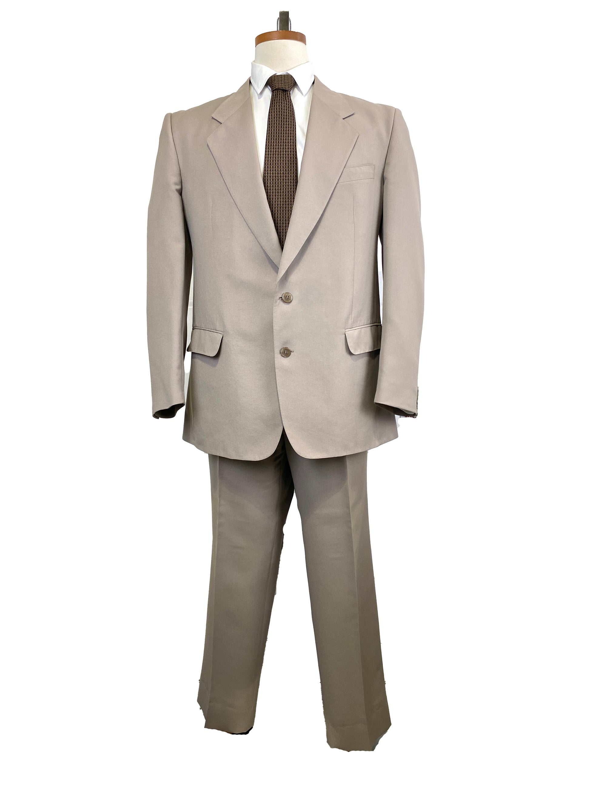 2000s Men's 2-Piece Solid Taupe Suit, Hudson Room, C44T 2000s Men's 2-Piece Solid Taupe Suit, Hudson Room, C44T