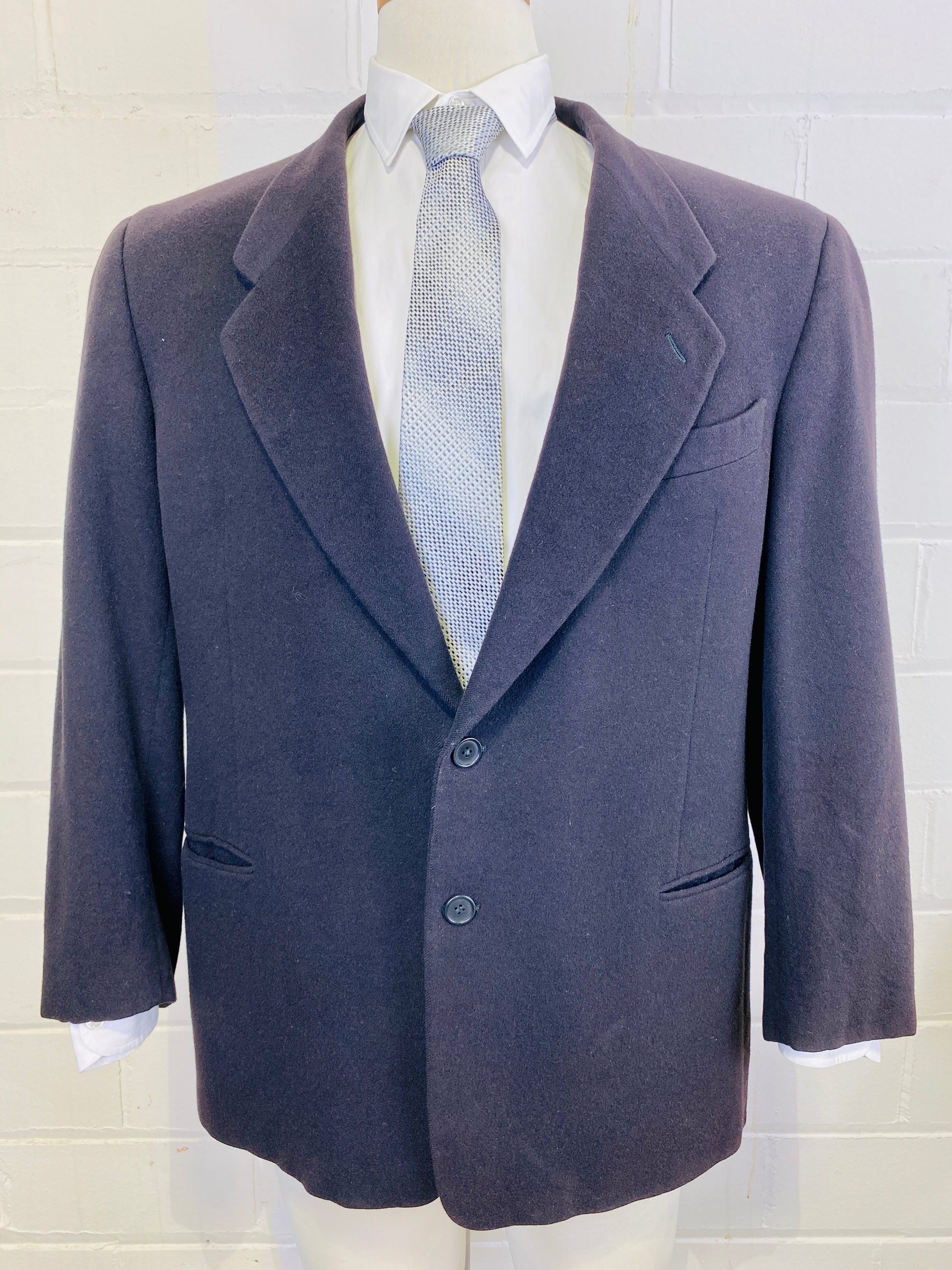 Late 1980s Vintage Brown Men's Italian Designer Blazer, Giorgio Armani, Double-Button Cashmere Jacket, C42