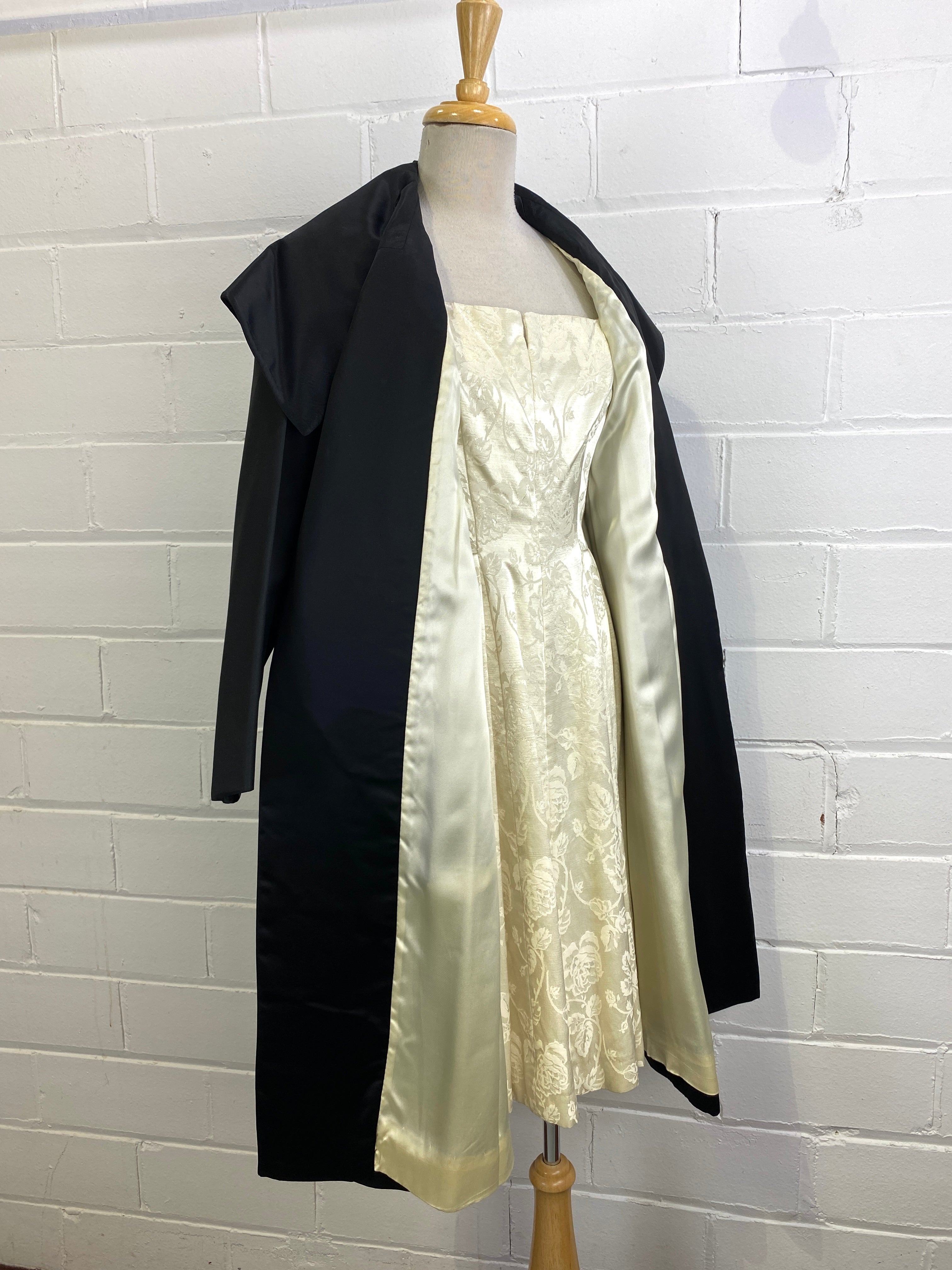 Vintage 1960s Black Satin Opera Swing Coat – Ian Drummond Vintage