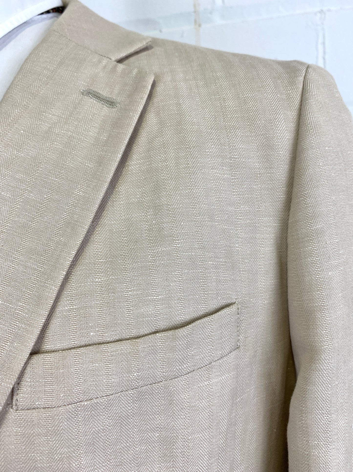 2000s Men's Beige Linen/ Cotton Herringbone Blazer, Axcess Jacket, C44T