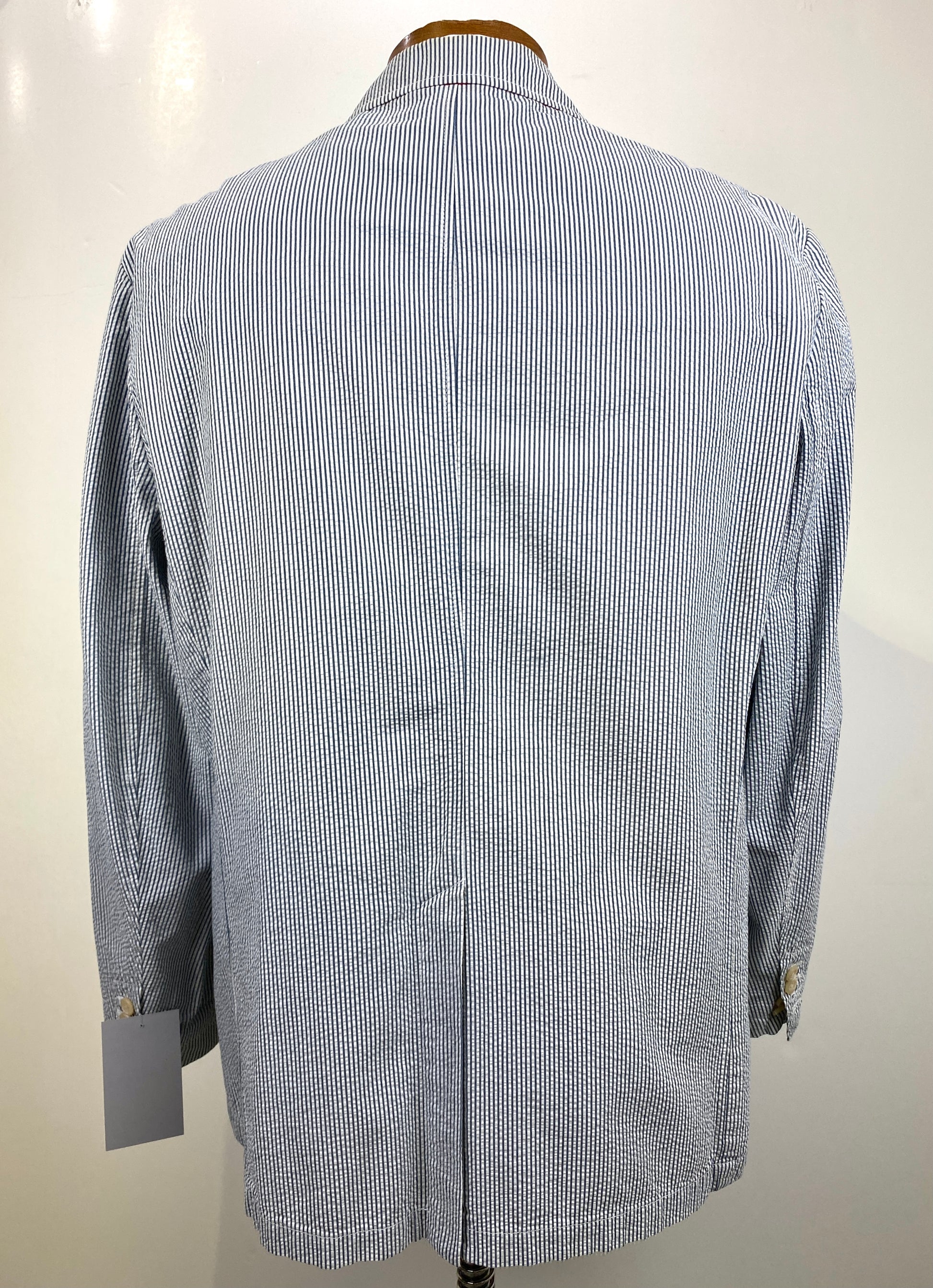 Contemporary Men's Blue/ White Stripe Seersucker Blazer, Land's End Jacket, C44R