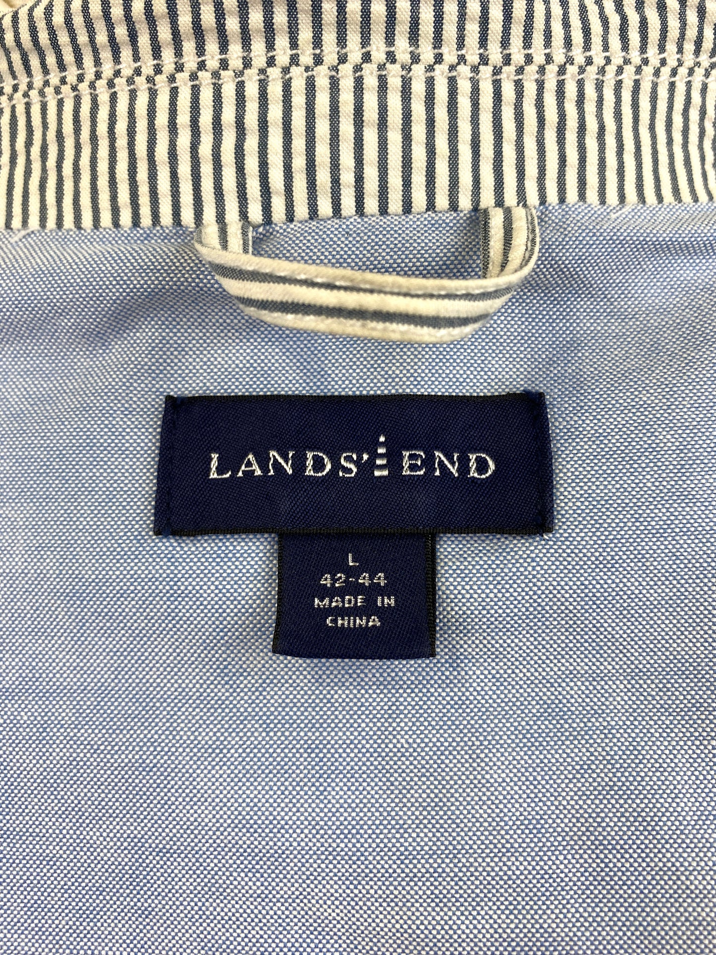 Contemporary Men's Blue/ White Stripe Seersucker Blazer, Land's End Jacket, C44R
